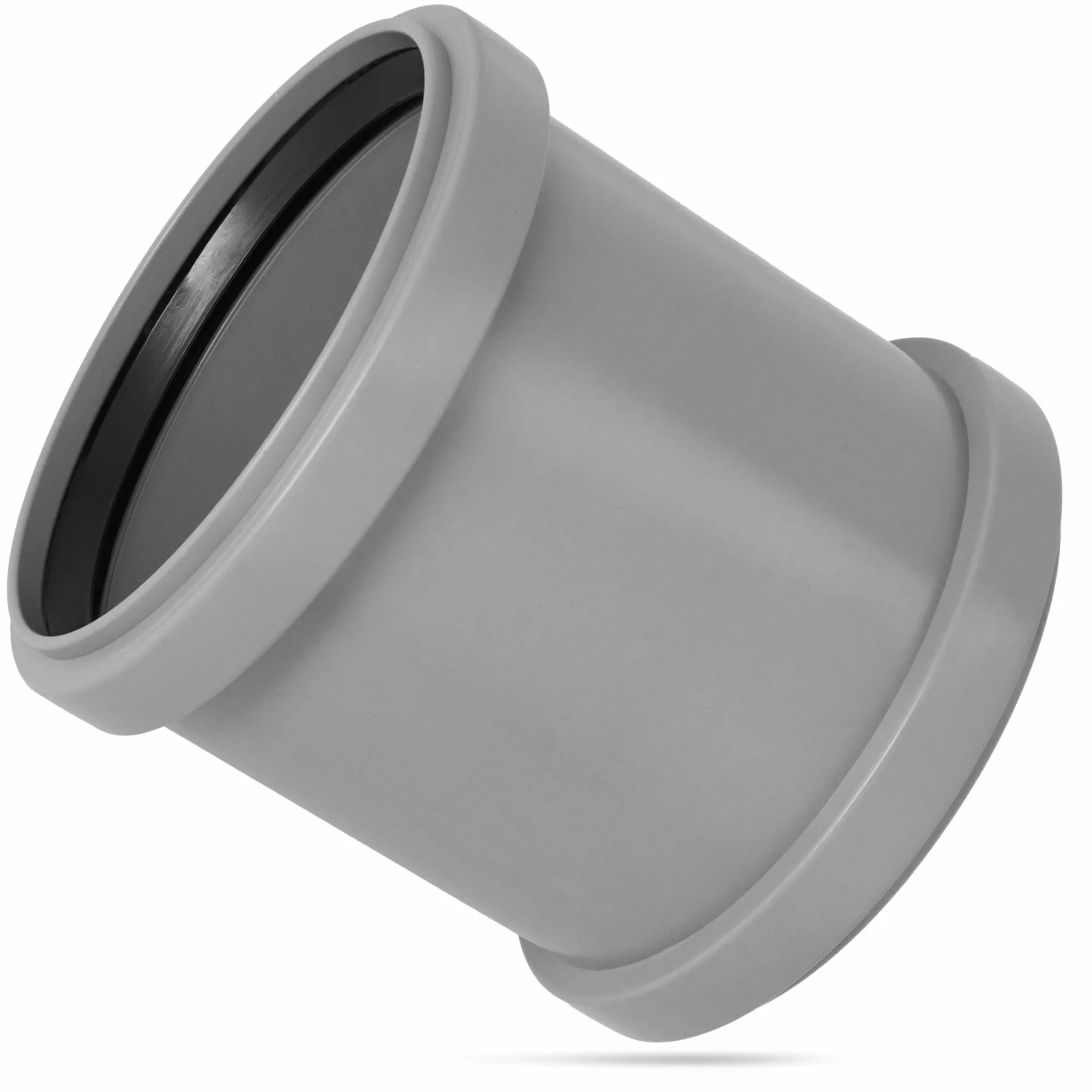 Millto Mufa rura kanalizacyjna 110 x 110 mm, szara, PP, połączenie, połączenie, system rur kanalizacyjnych, odporność chemiczna, z 2 gumowymi pierścieniami uszczelniającymi