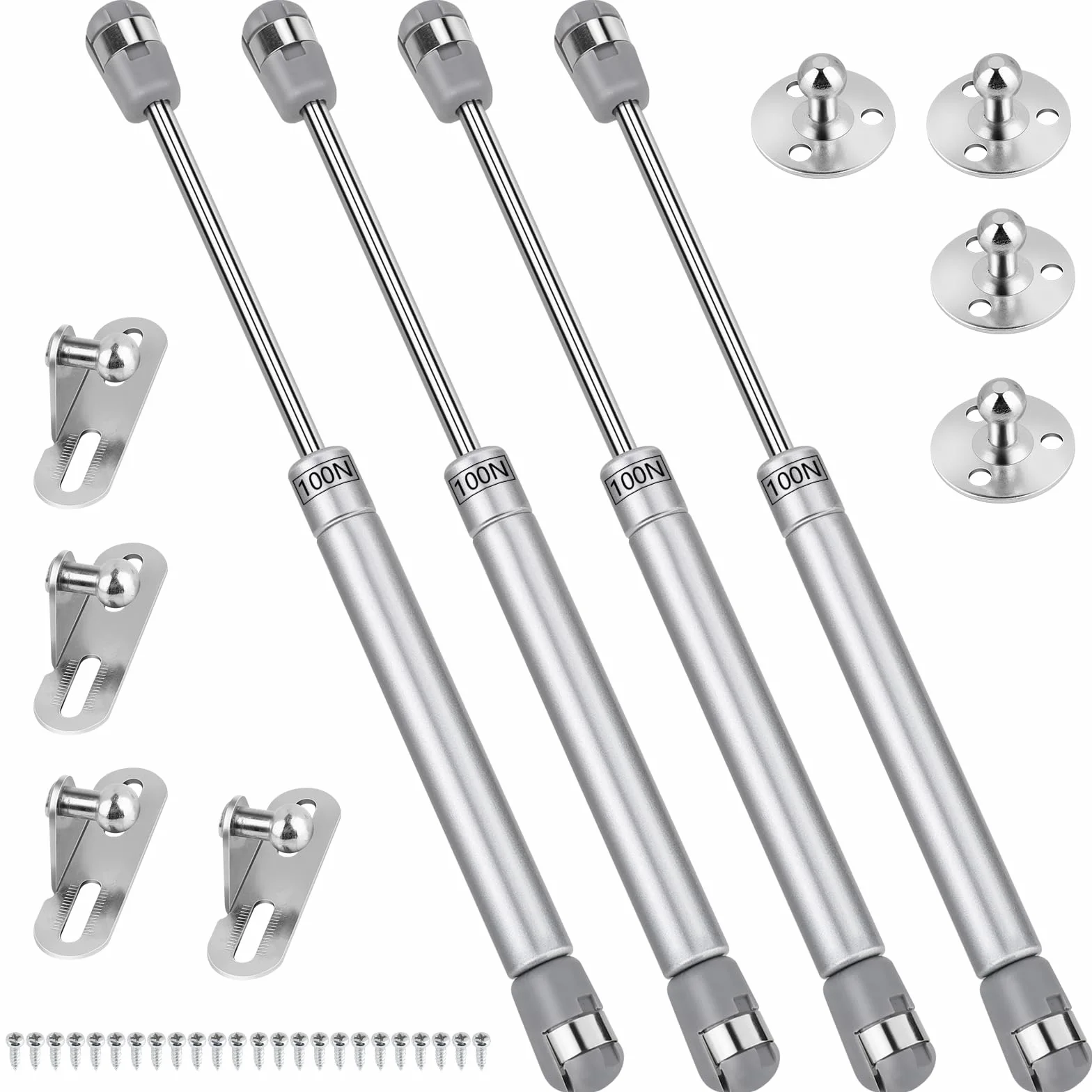 4 sztuki hydraulicznych sprężyn gazowych, 100 N/10 kg, sprężyna gazowa, okucia gazowe, do klap, drzwi szafy, amortyzatorów, szafek kuchennych, z miękkim zamknięciem
