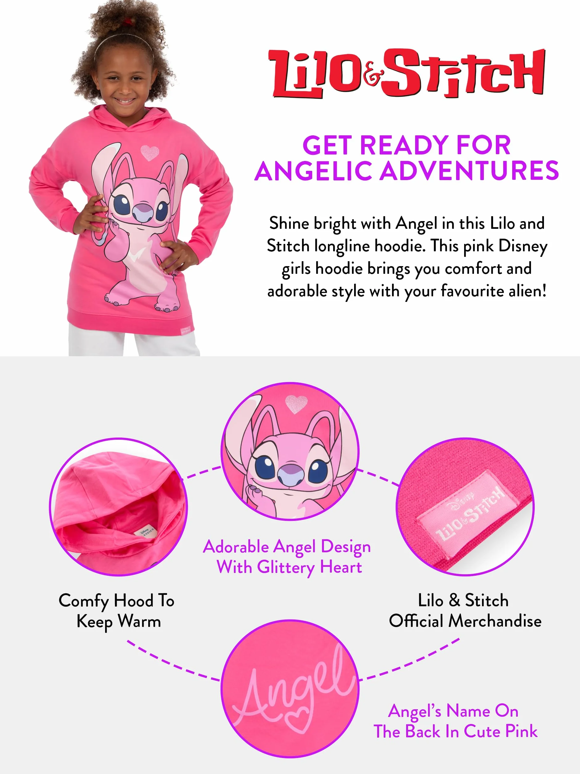 Bluza Disney Stitch Długa Dziewczęca Stitch i Angel Ubrania Dla Dziewczynek