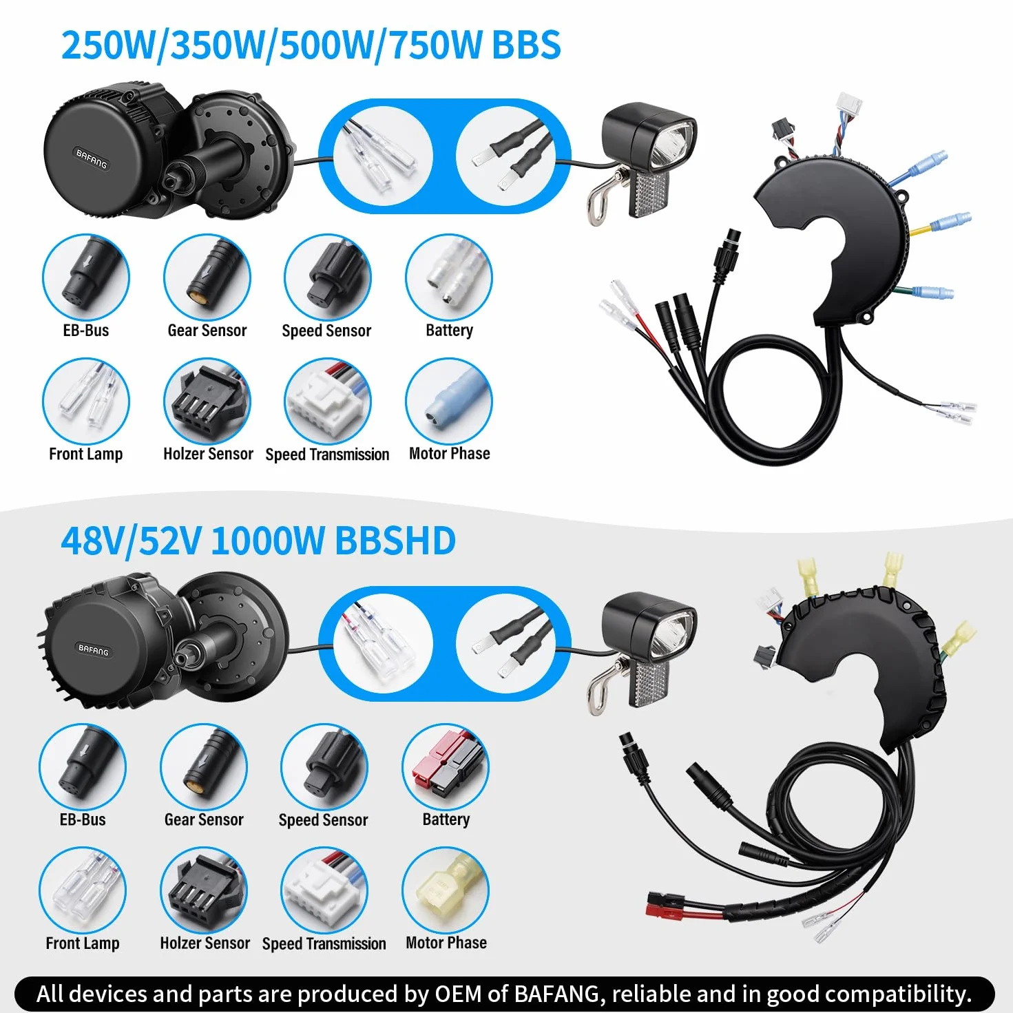 Bafang Sterownik 36 V/48 V/52 V, 250 W/350 W/500 W/750 W/1000 W, do BBS01B, BBS02B, BBS-HD, kontroler silnika środkowego, kontroler do roweru elektrycznego Mid Drive, aktualny model