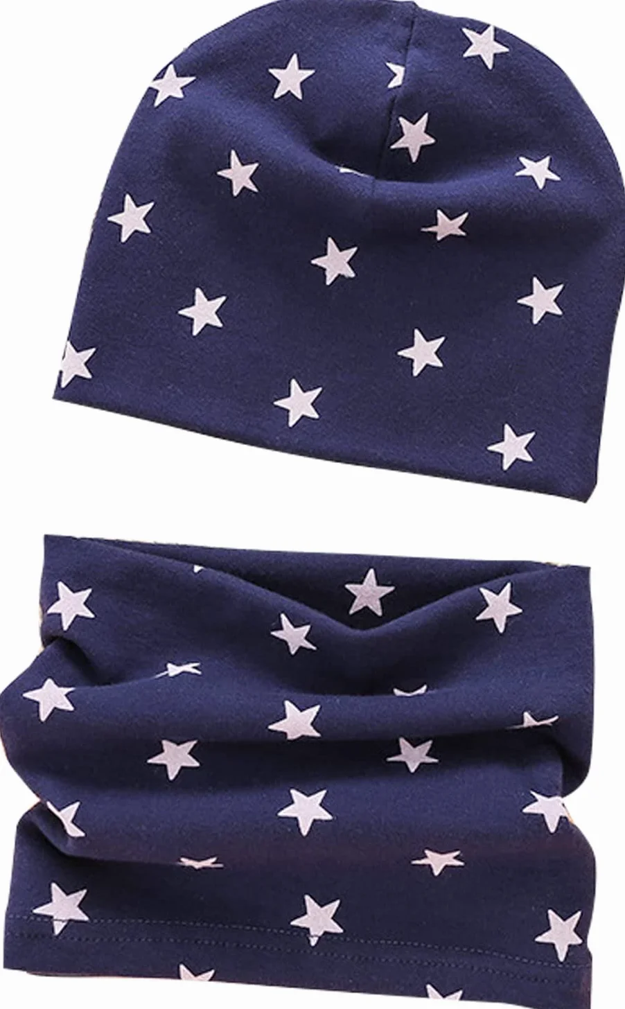 Dziecięca czapka bawełniana beanie z szalikiem zestaw 2 szt. na jesień zimę