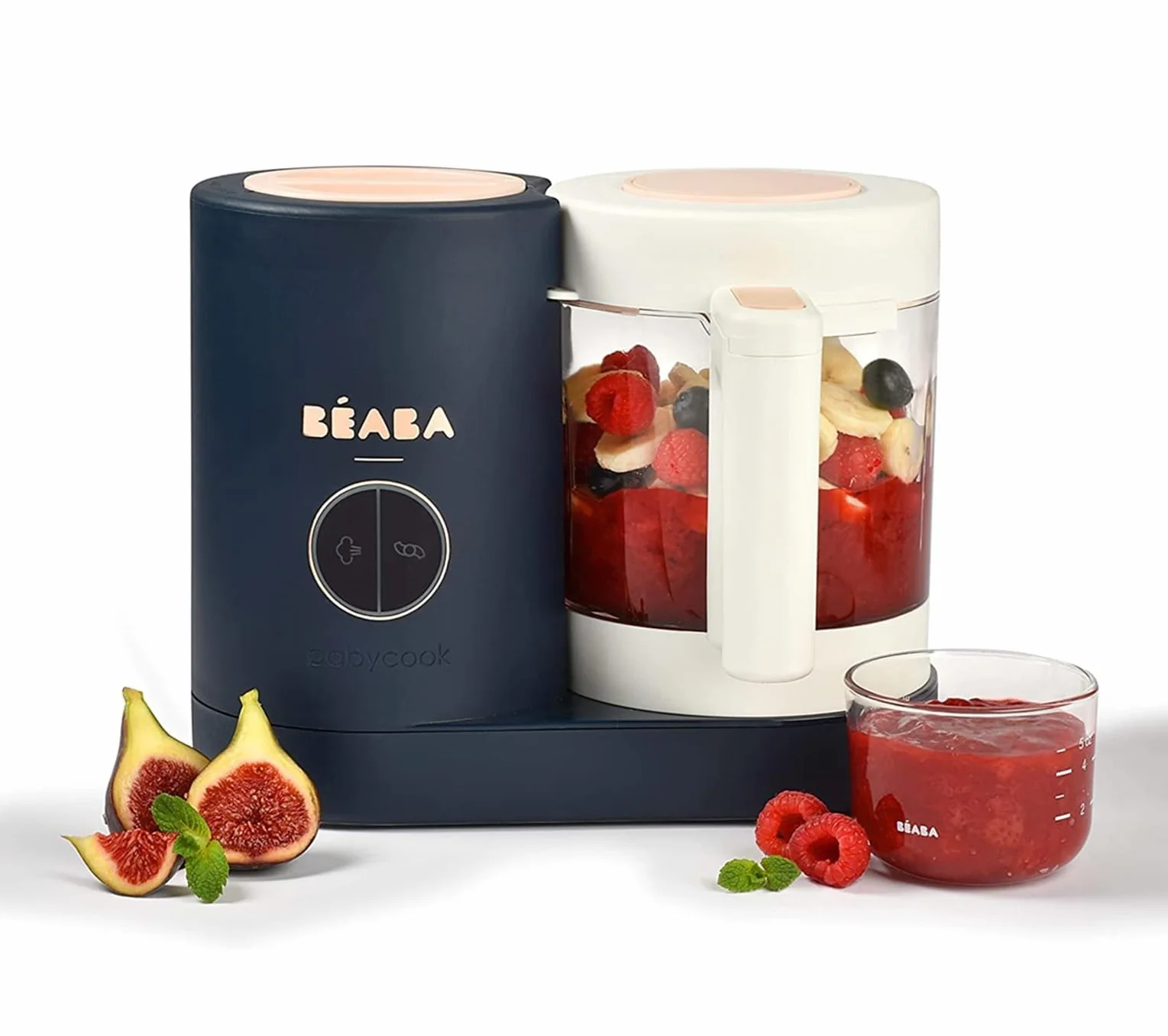 Béaba - Babycook Neo - Baby Food Maker - 4 w 1: Food Processor, Blender and Cooker - Soft Steamer Cooking - Quick Homemade Baby Food - Wyprodukowano we Francji - Szklana miska - Stal nierdzewna Tub -