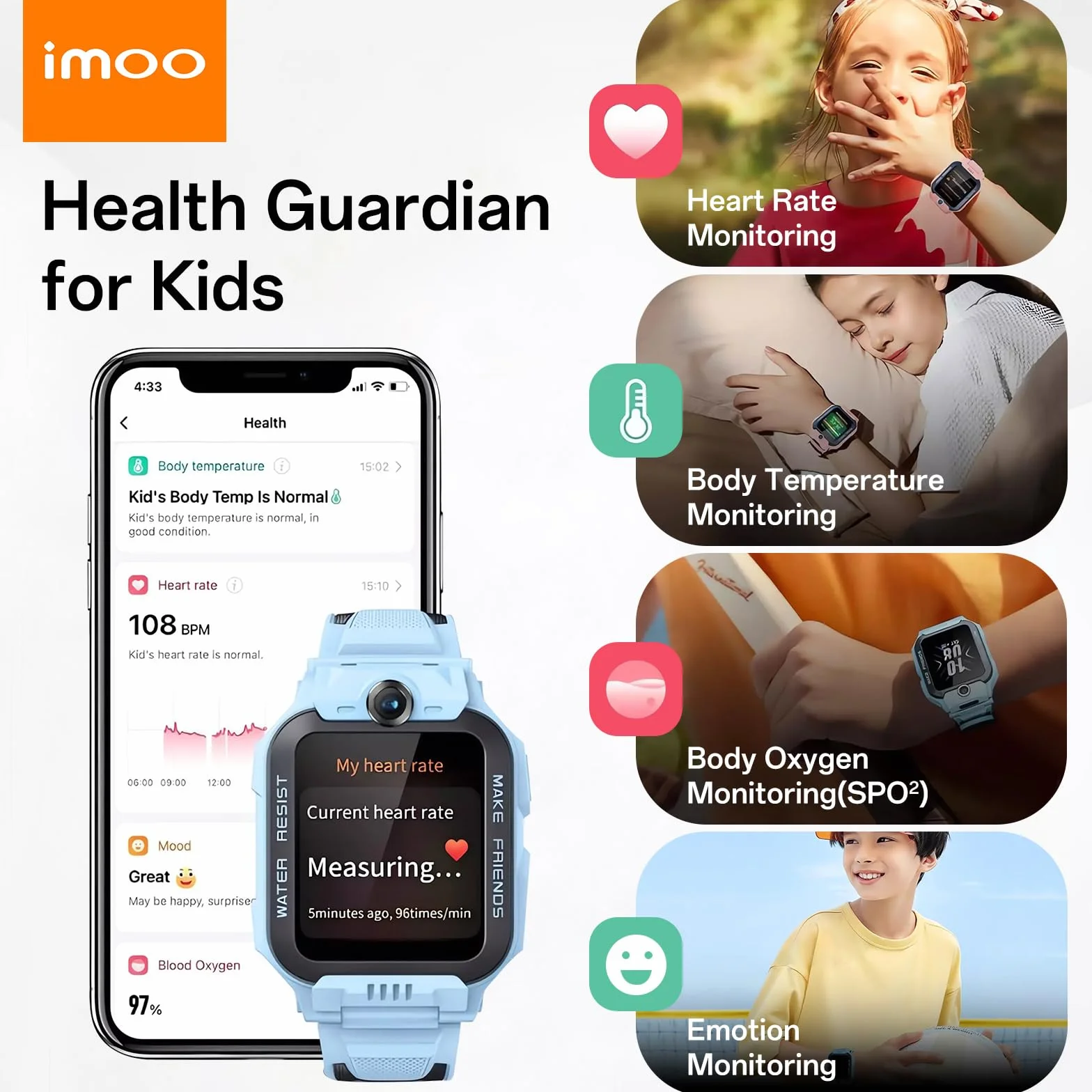 imoo Z7 Smartwatch dla Dzieci, Dwukamerowy Telefon z Wideorozmowami HD i Połączeniami Głosowymi, Zegarek GPS z Lokalizacją, 4 Tryby Sportowe, Całodobowe Monitorowanie Zdrowia (Niebieski)