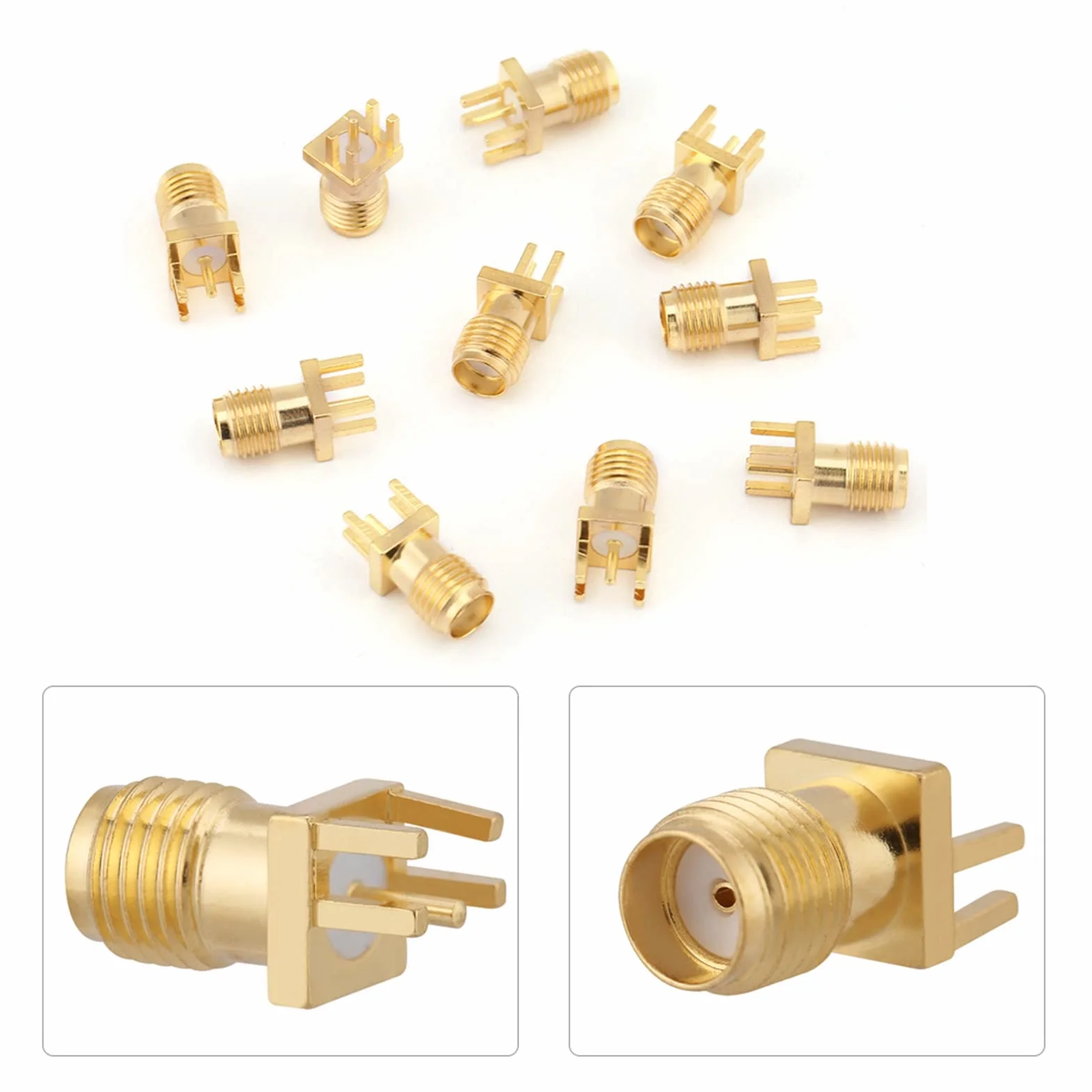 10 sztuk mosiężne pozłacane gniazdo SMA gniazdo gniazdo jack końcówka Launch50 omów złącze wtykowe HF PCB klips montaż krawędzi adapter