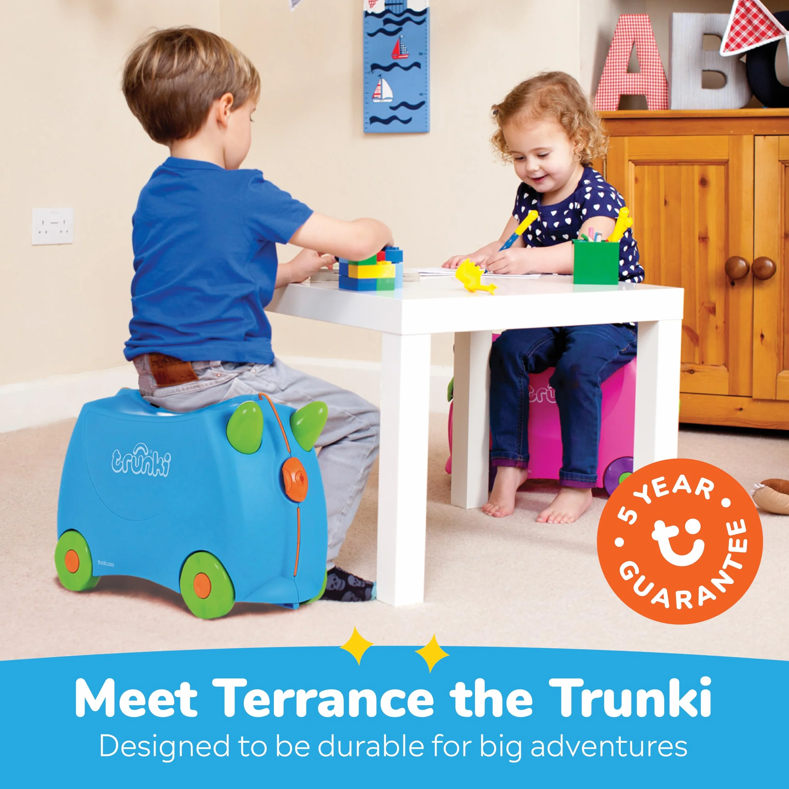 Trunki Collection Terrance Walizka Dziecięca 46 x 20.5 x 31 cm Niebieski Zielony