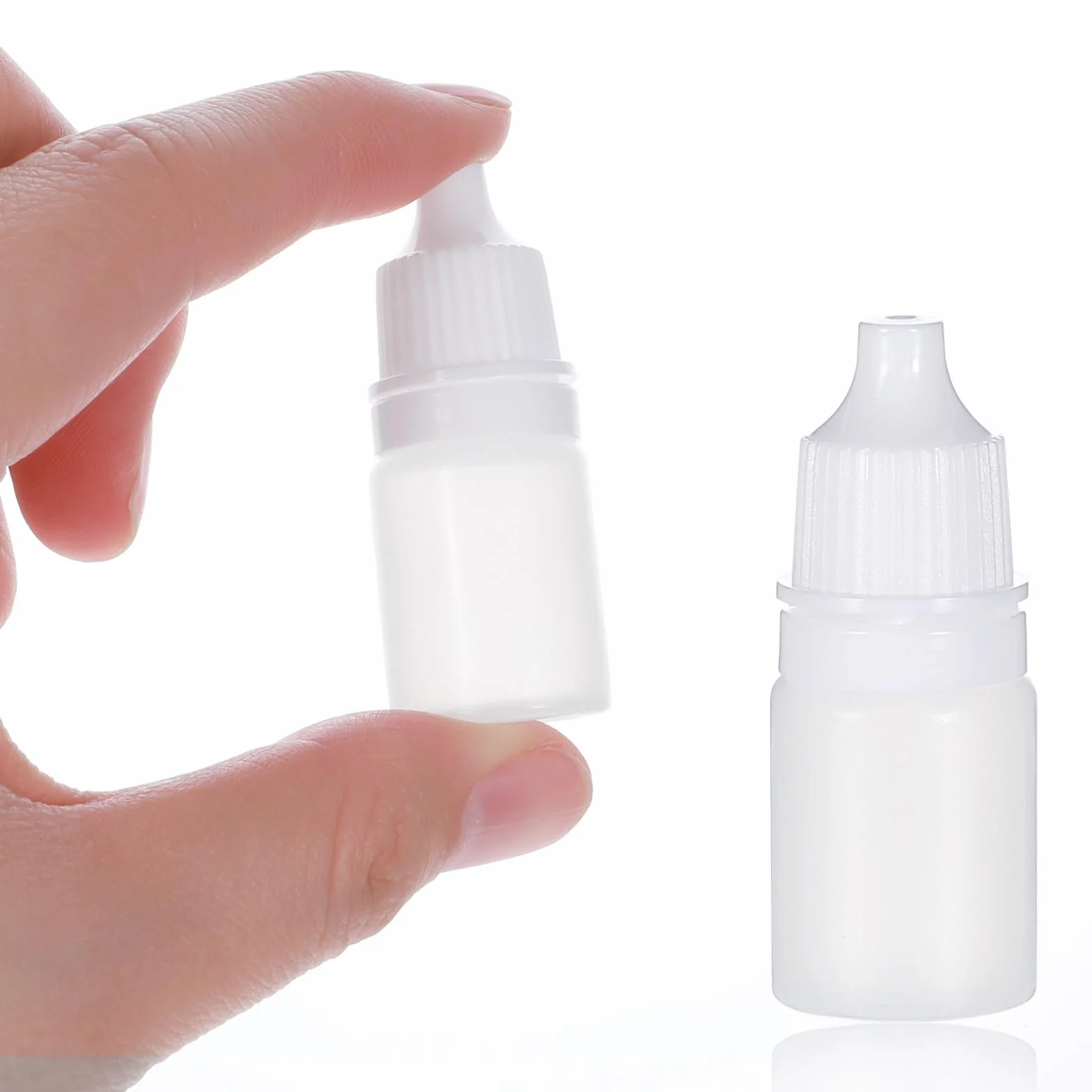 Lusofie 20 sztuk małych butelek na płyn, 5 ml, plastikowe, puste plastikowe butelki z kroplomierzem, butelki z tworzywa sztucznego, przenośne, podróżne, z zatyczką i zatyczką