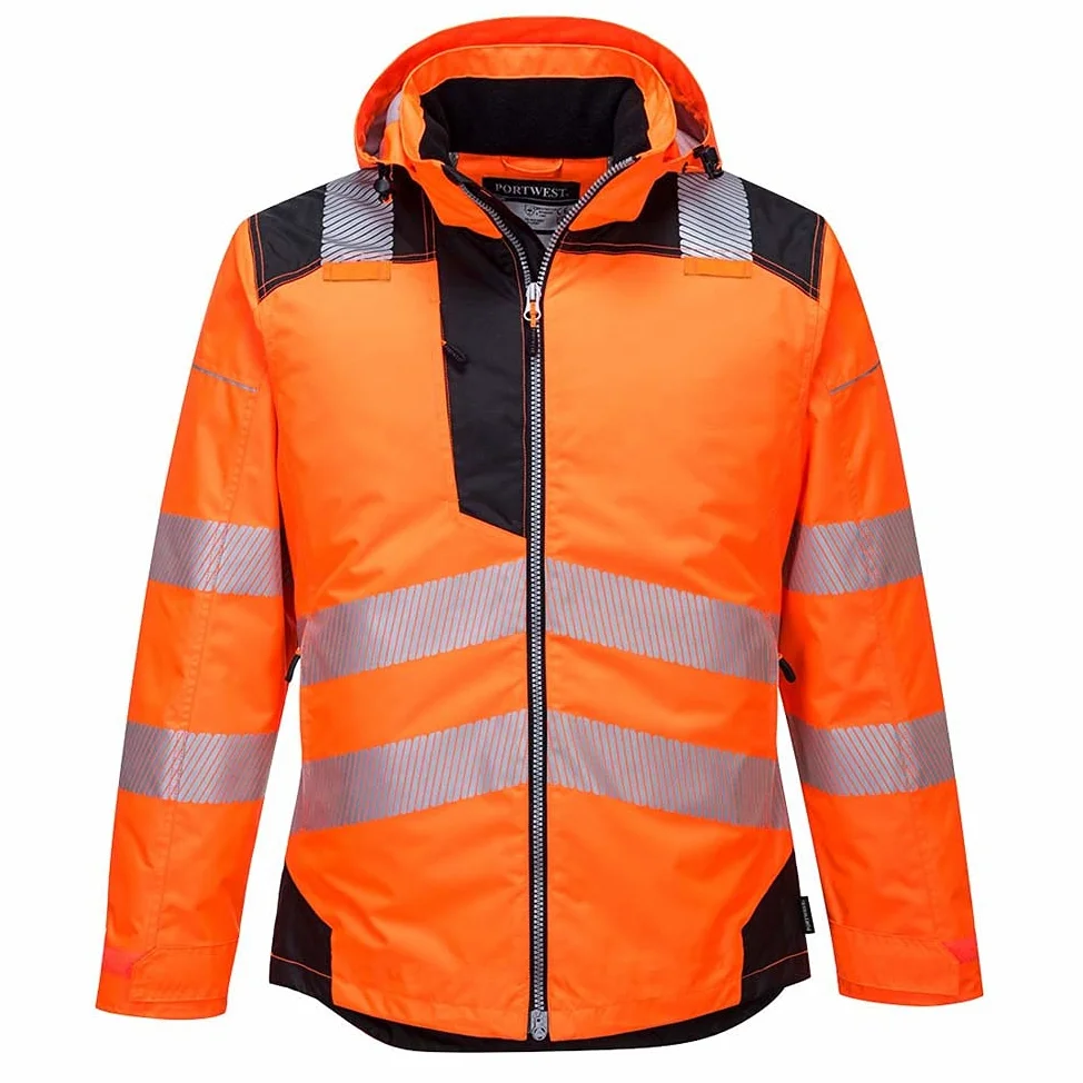 Portwest T400 Kurtka robocza PW3 Elementy Odblaskowe Elastyczna Konstrukcja | Pomarańczowy/Czarny, 4XL, EN ISO 20471 Klasa 3, EN 342, Długi Rękaw, 300D Oxford, Wodoodporność, Tkanina Wypełniająca, Zima