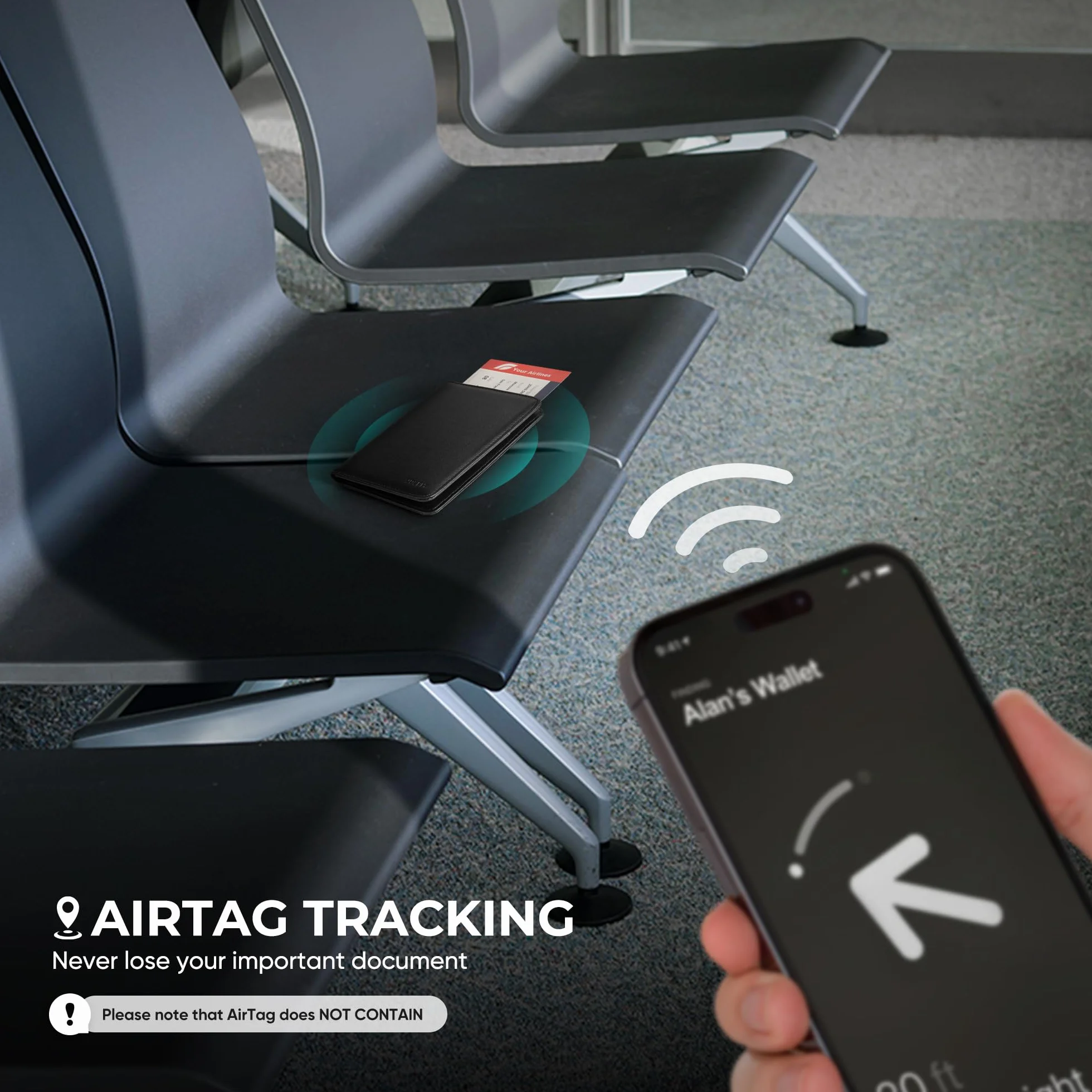VULKIT Skórzany Portfel Podróżny z Uchwytem na AirTag RFID Blokada