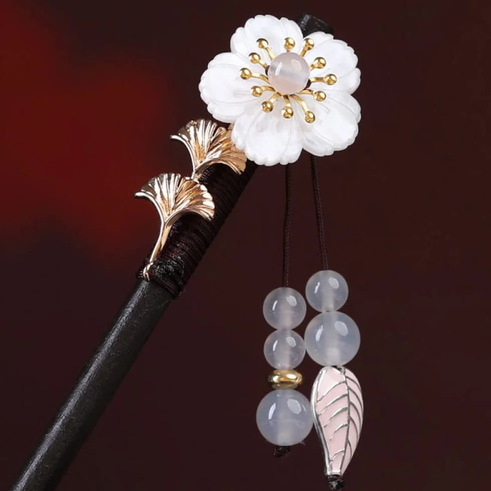 Chignon Pin Hair,Hair Sticks,Wood Hair Sticks Shell Flower Decorative Hair Chopsticks for Thick Hair Handmade Elegant Hair Pins Stick Chinese Classical Wooden Chopsticks