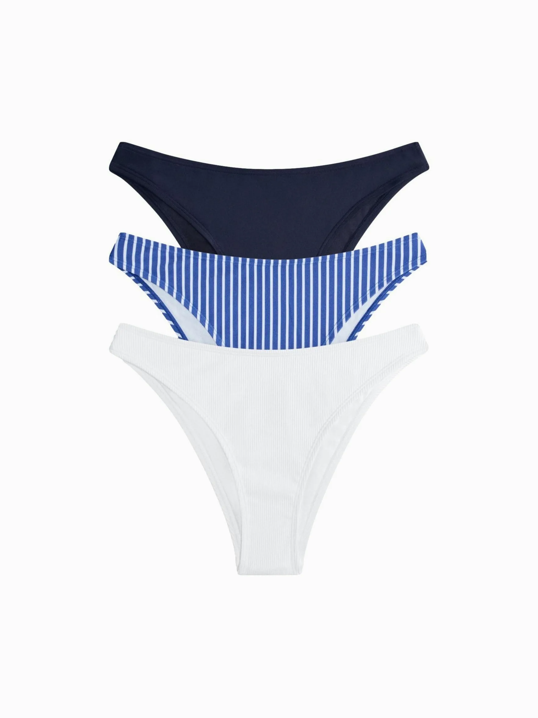 THE SET Kobiety THE SET - Zestaw 3 par wysoko wyciętych majtek od bikini