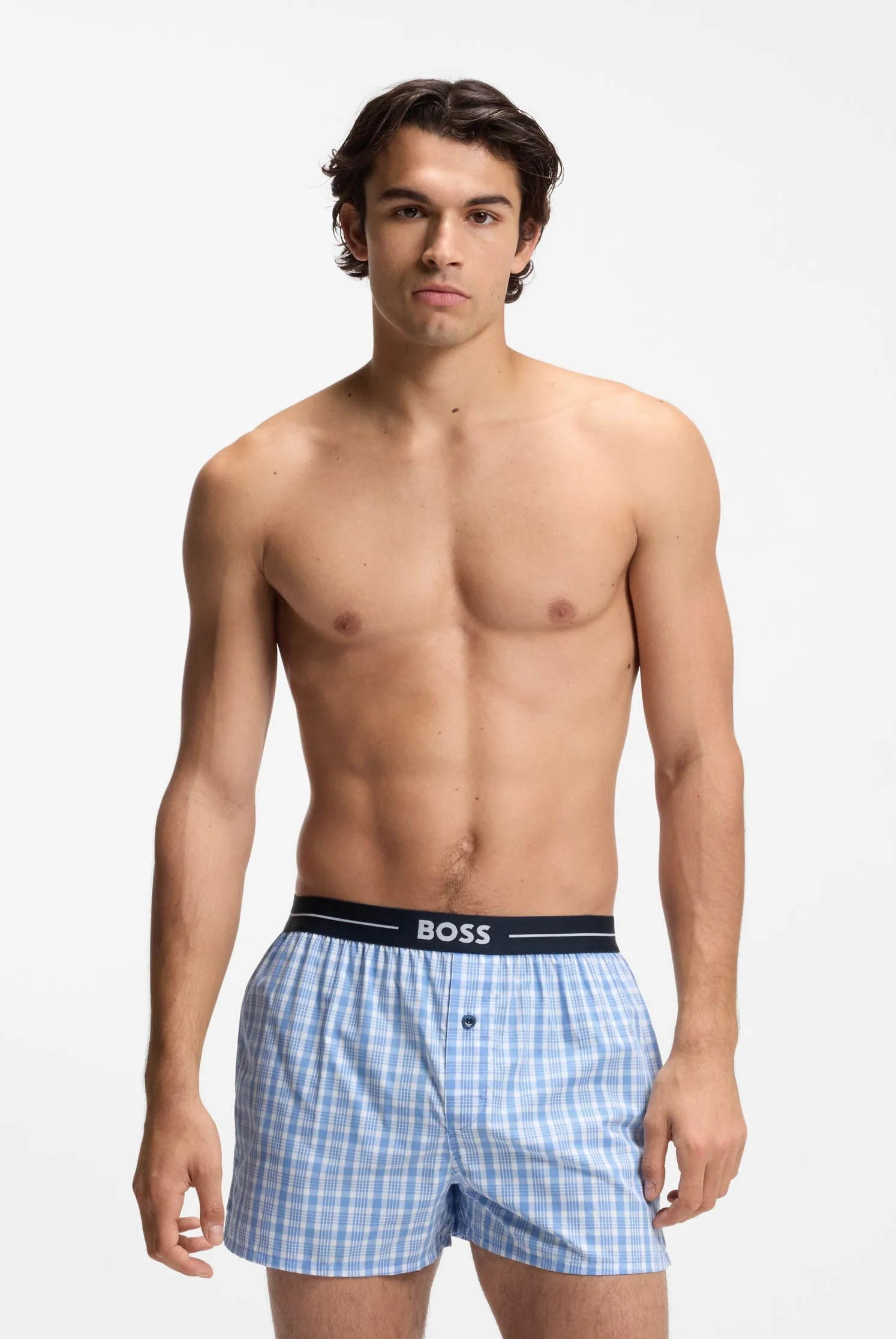 BOSS Męskie spodnie piżamowe 2P Boxer Shorts EW, New - Open Blue471, XL