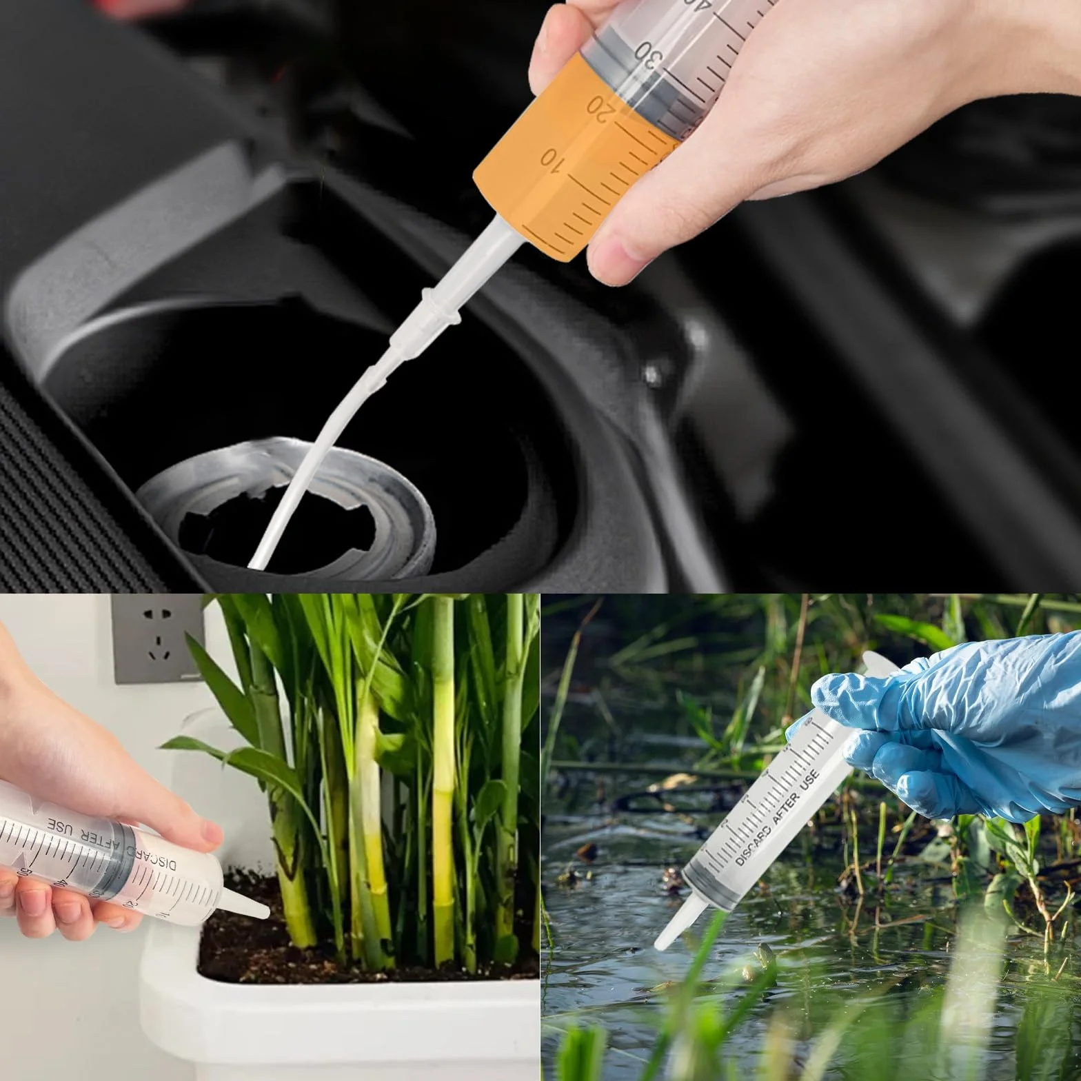 2 sztuki strzykawek 60 ml z wężykiem, 60 ml (50 ml) wielokrotnego użytku, strzykawka dozująca, pojedynczo pakowana, strzykawka bez igły do laboratoriów naukowych, nawadniania ogrodów, przemysłu