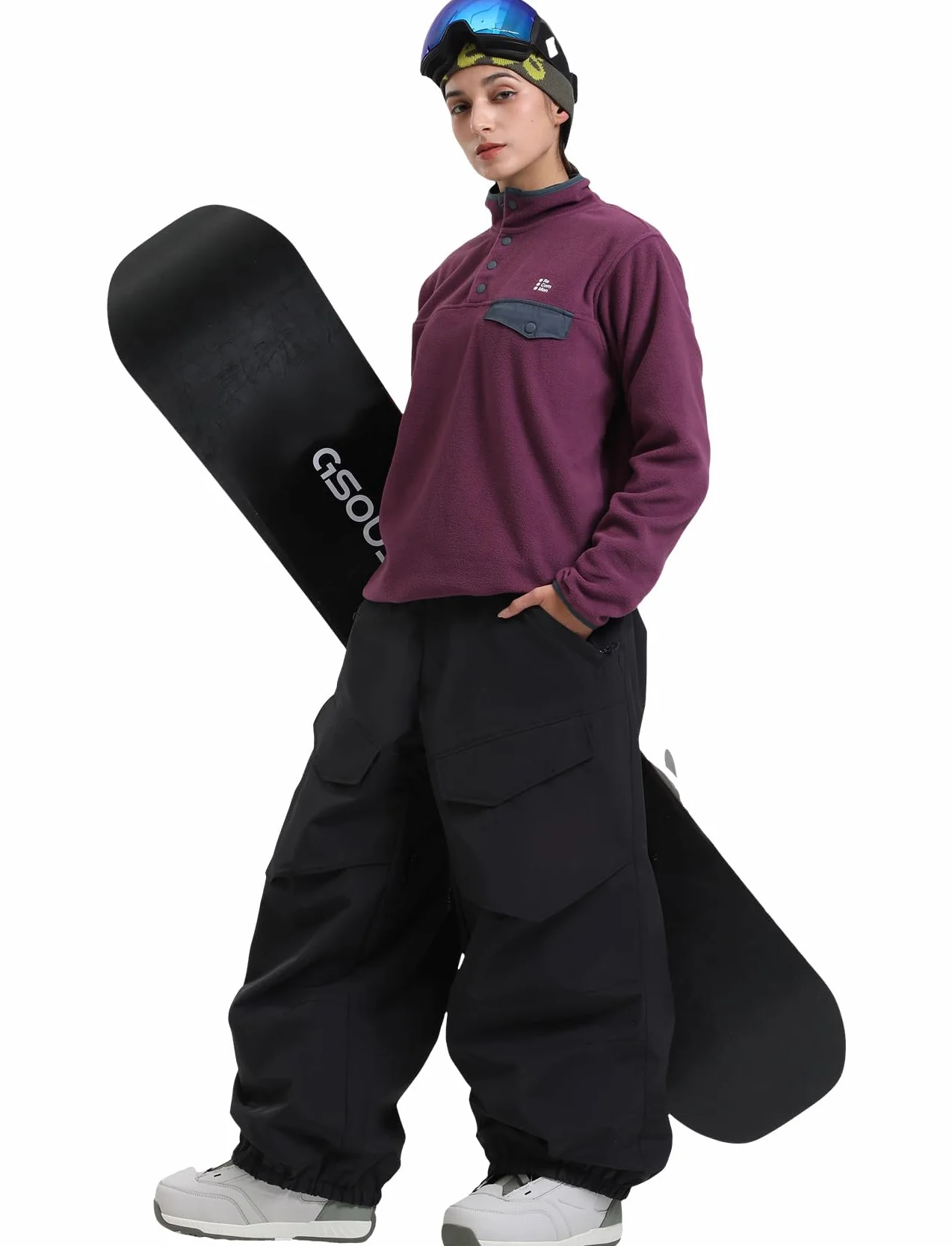 GSOU SNOW Męskie Damskie Spodnie Snowboardowe Baggy Spodnie Narciarskie - Wodoodporne Wiatroodporne Oddychające Ciepłe