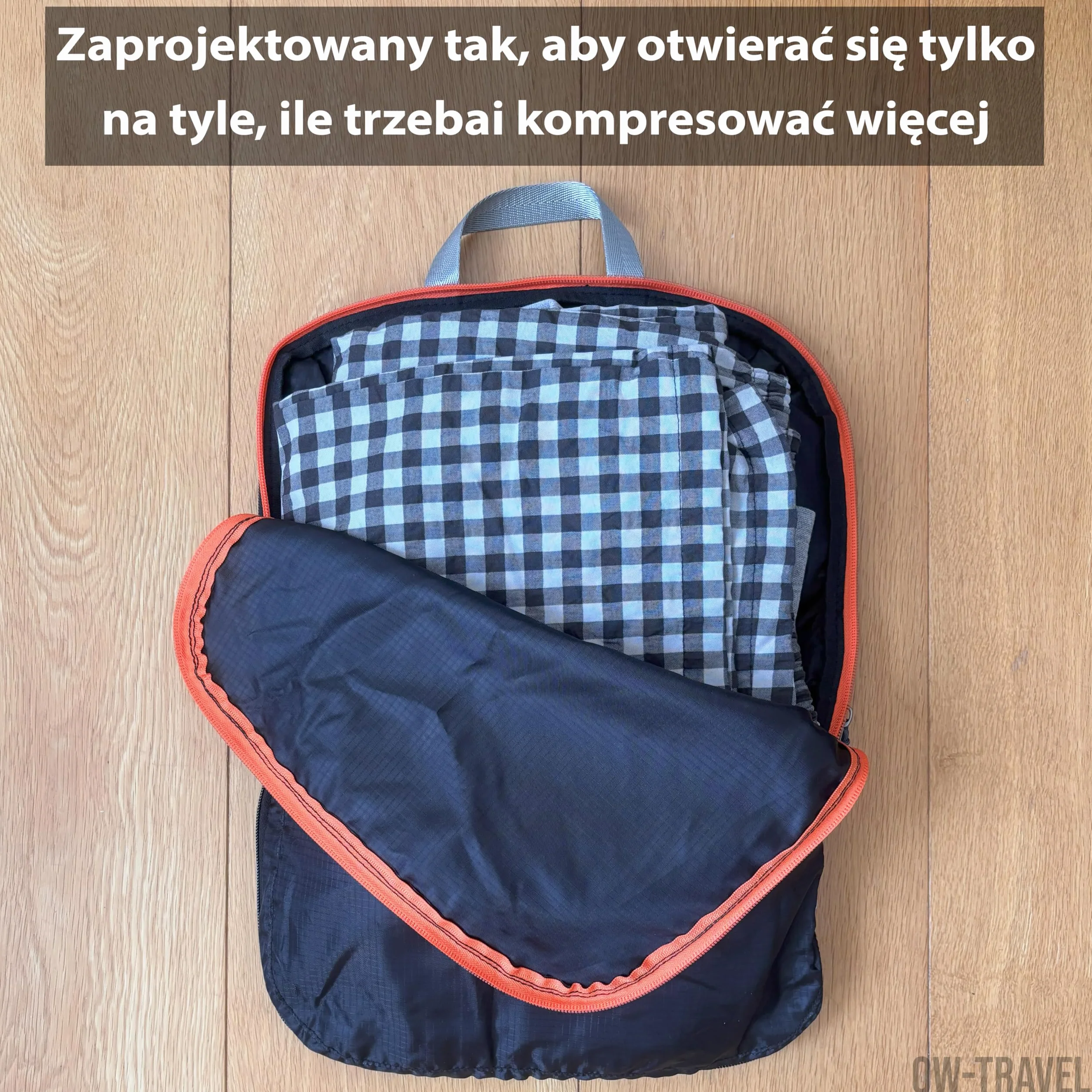 OW-Travel Łatwe do zorganizowania kompresyjne kostki do pakowania walizek. 4 Duże Kostki Podróżne do Torby Plecaka Bagażu. Akcesoria podróżne Niezbędne na wakacje. 4 szt. C zarny