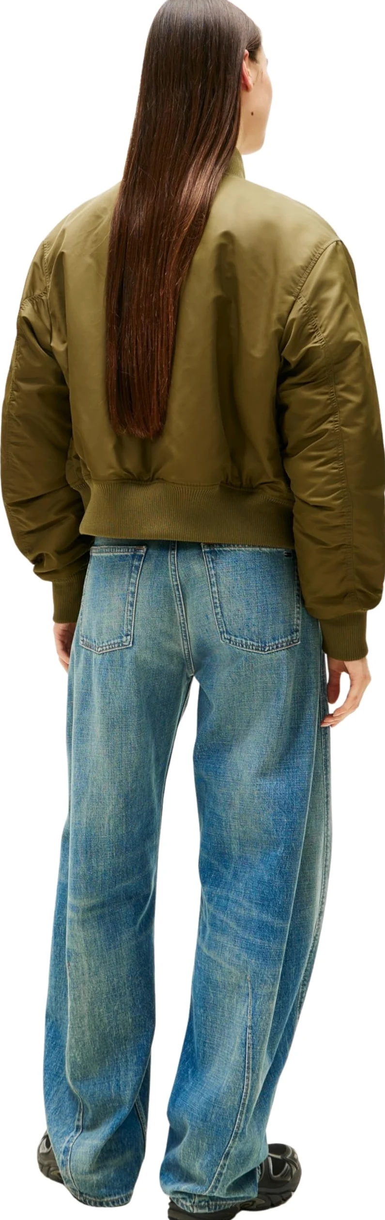 Tommy Jeans Damska kurtka bomberka TJW ESSENTIAL BOMBER DW0DW22046, zielona (Tundra Olive), S, Zielony (Tundra Olive), S