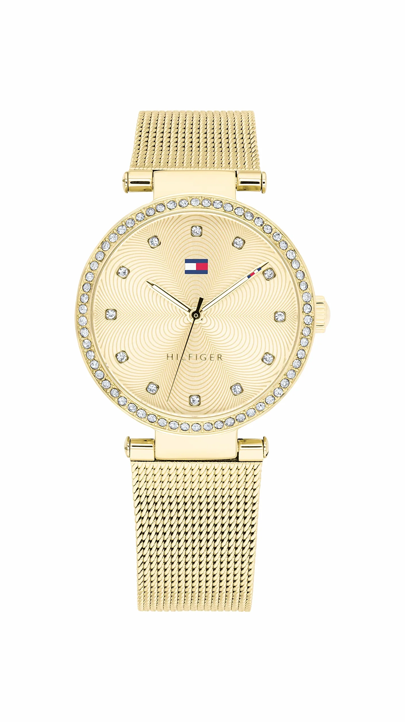 Tommy Hilfiger Analogowy zegarek kwarcowy dla kobiet ze złotą bransoletką z siatki ze stali nierdzewnej - 1782507, Złoty, bransoletka