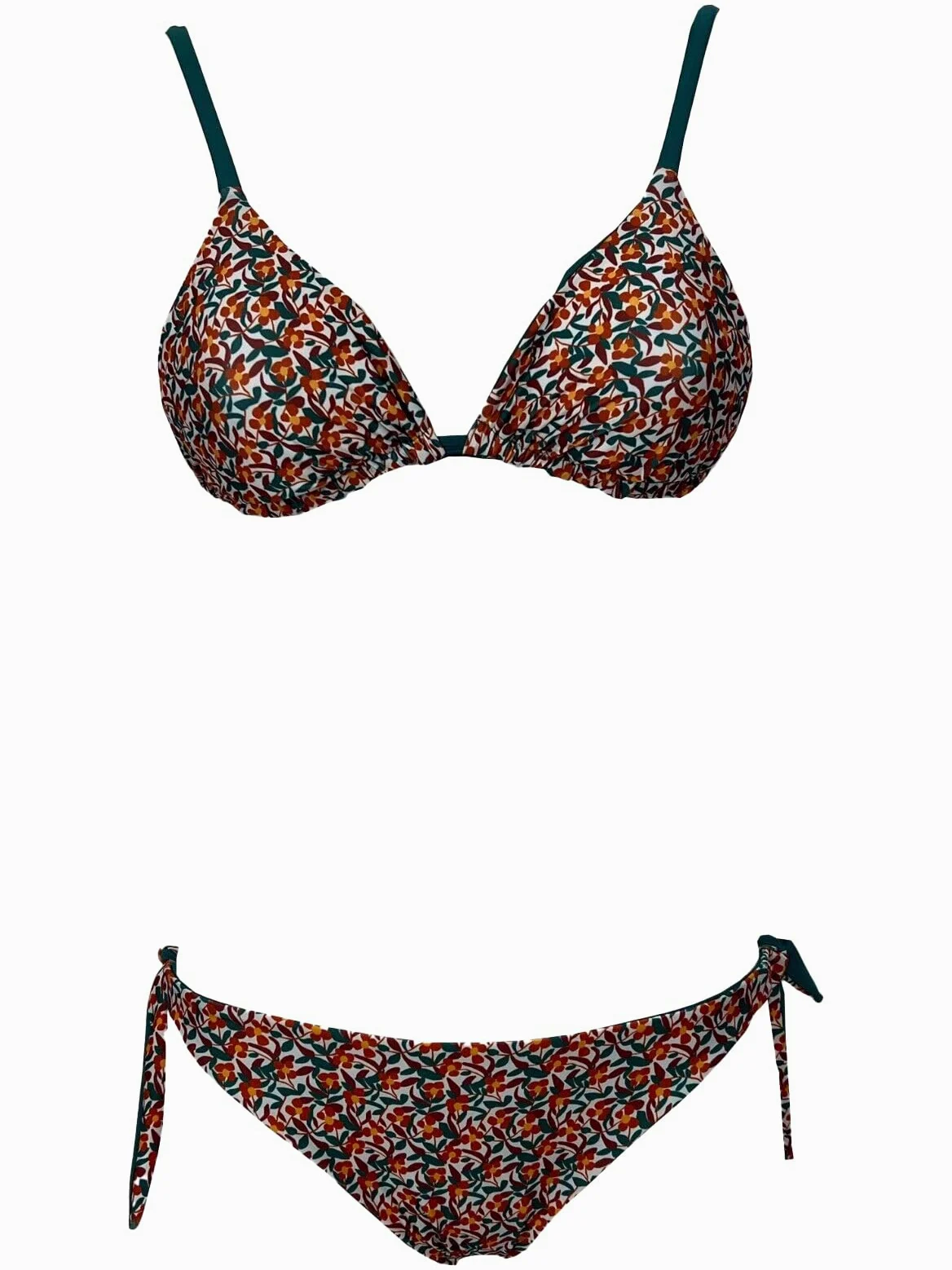 Bikini Damskie Trójkąt Pokryty JUSTMINE Double-Face | Fantasia Emerald/Orange/Lila | B2835 8028 | Made in Italy