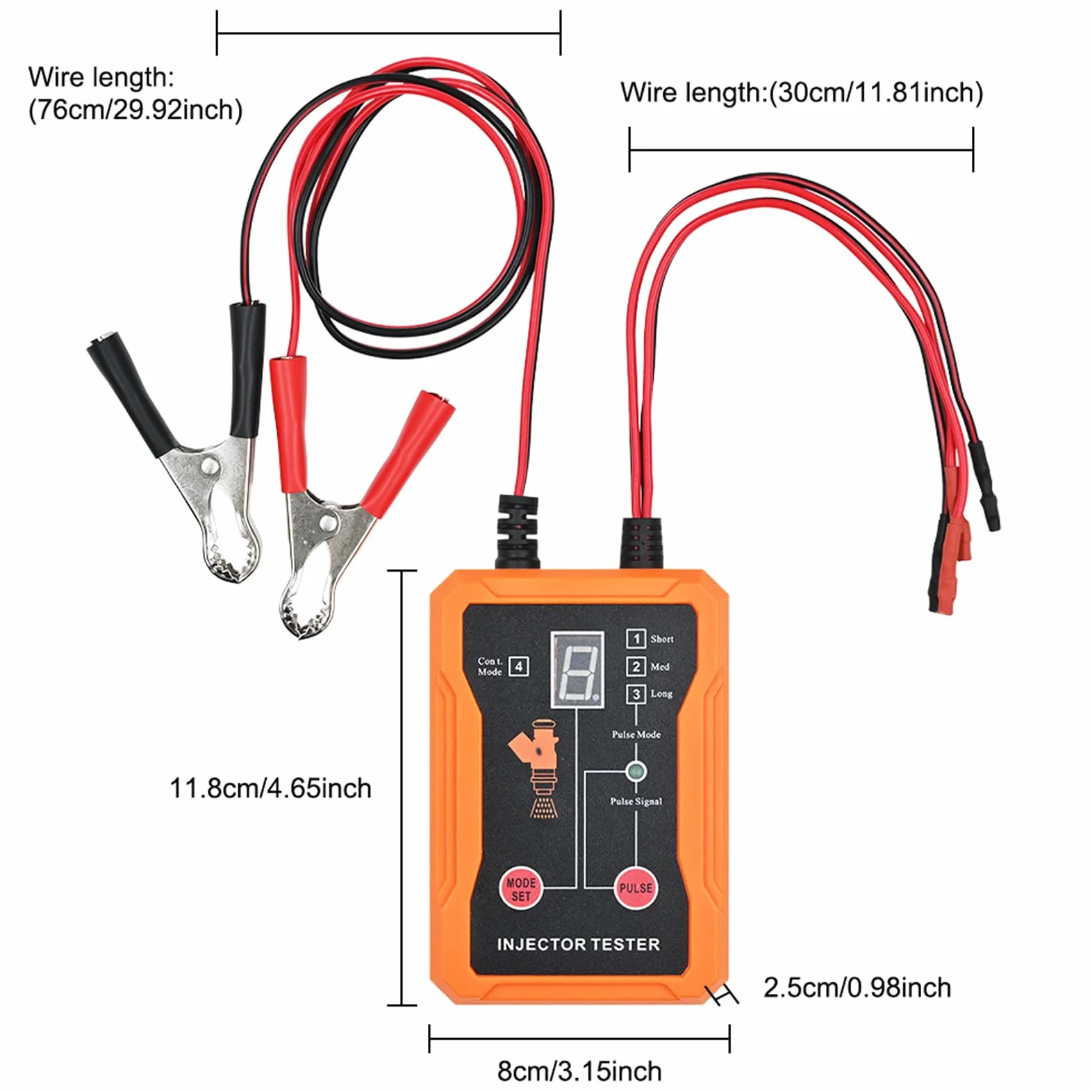 ciciglow Tester i Czyszczenie Wtryskiwaczy Paliwa, 8 Trybów Impulsów 2 Zaciski Wyjściowe, LCD wyświetlają Zwarcie ochronę, z 4 Uniwersalnymi Adapterami, dla 12V EFI GDI Benzynowe (WHITE)