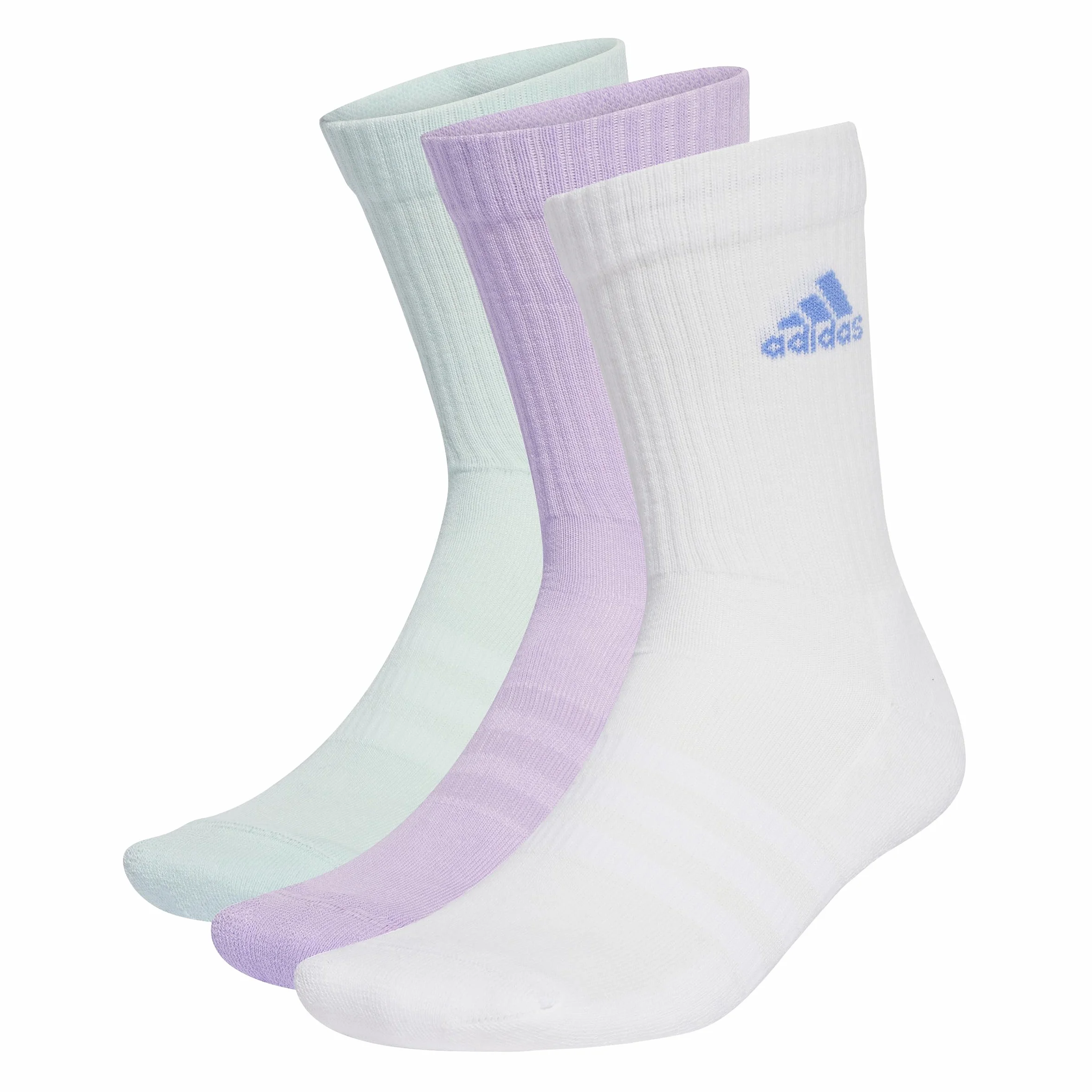 adidas Uniseks Cushioned Crew Socks 3 Pairs, Powder Plum/White/Halo Mint, 8.5-10
