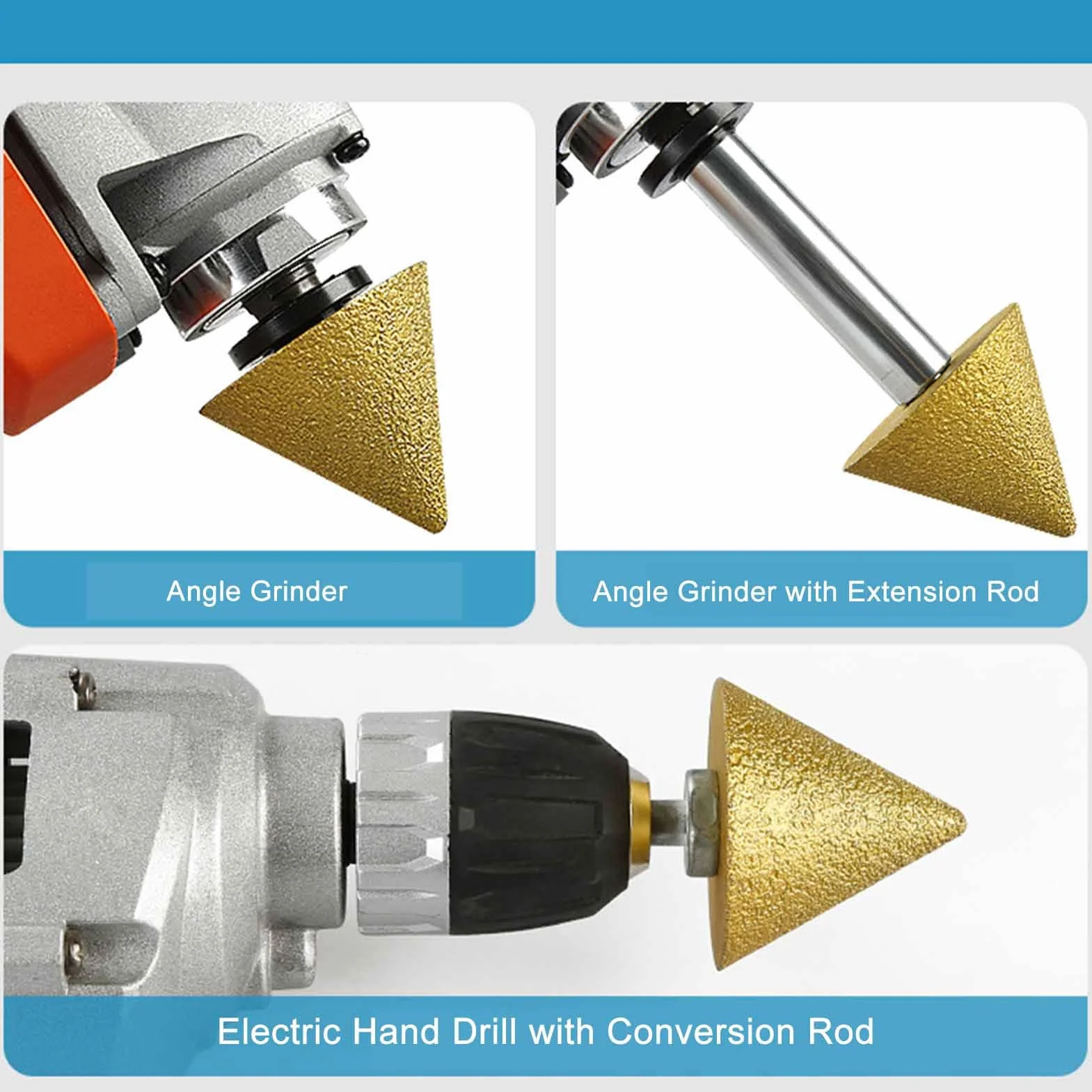 Diamond Beveling Bit Angle Grinder Cone Bit for Marble Tile Quartz Drilling Enlarging Chamfering Grinding 38mm Diameter (M14)