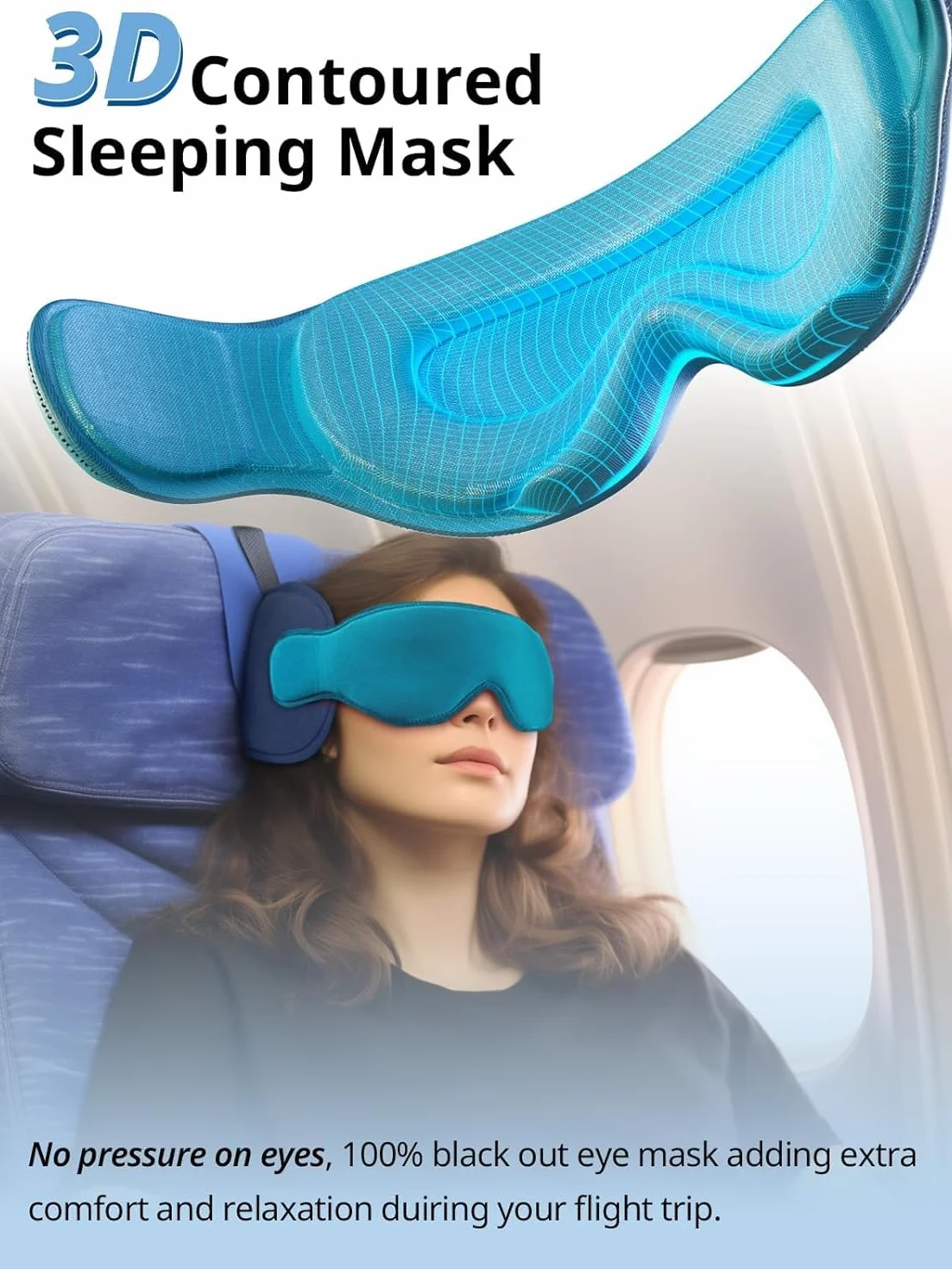 Inspireyes Poduszki podróżne 360° wsparcie głowy, miękka poduszka samolotowa z maską 3D do spania