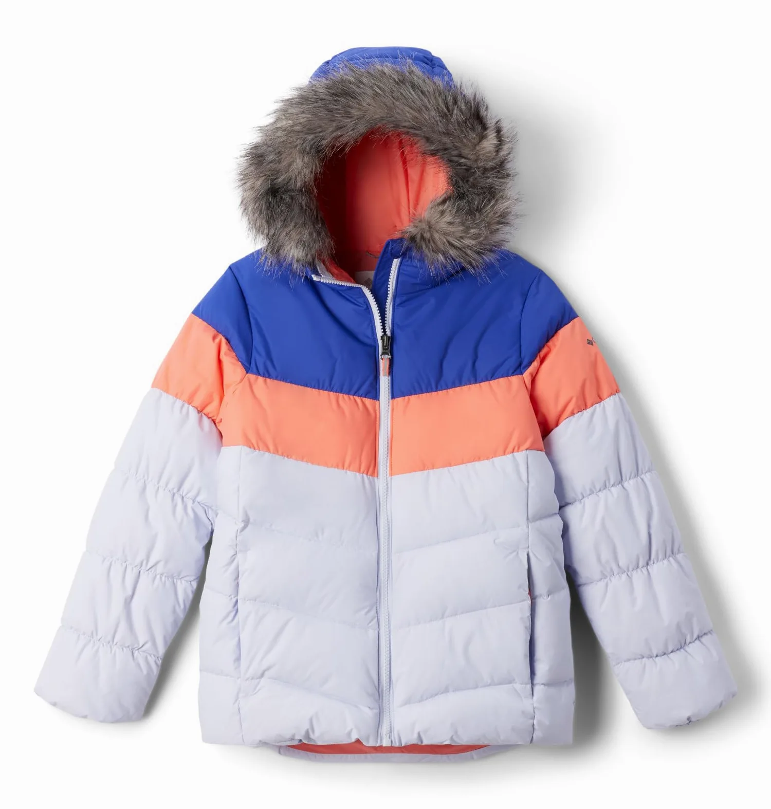 Columbia Kurtka dziewczęca Arctic Blast Iii, Zaspa śnieżna/gorący koral/powojnik niebieski, M
