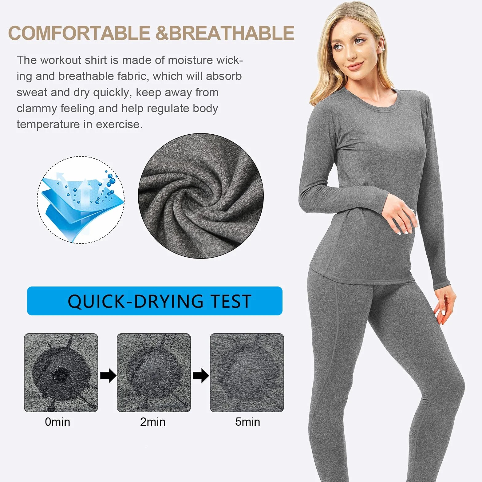 Bielizna termiczna dla kobiet, zimowa ciepła warstwa bazowa zestaw kompresyjny Kobiety Thermal Underwear for Women, Winter Warm Base Layer Compression Set Fleece Lined Long Johns