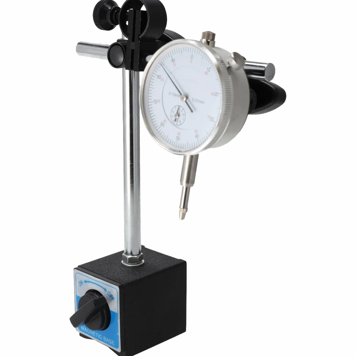 RESSER Statyw Magnetyczny z Czujnikiem Zegarowym 0–100 mm Uchwyt Pomiarowy Magnetyczny Zegar Pomiarowy