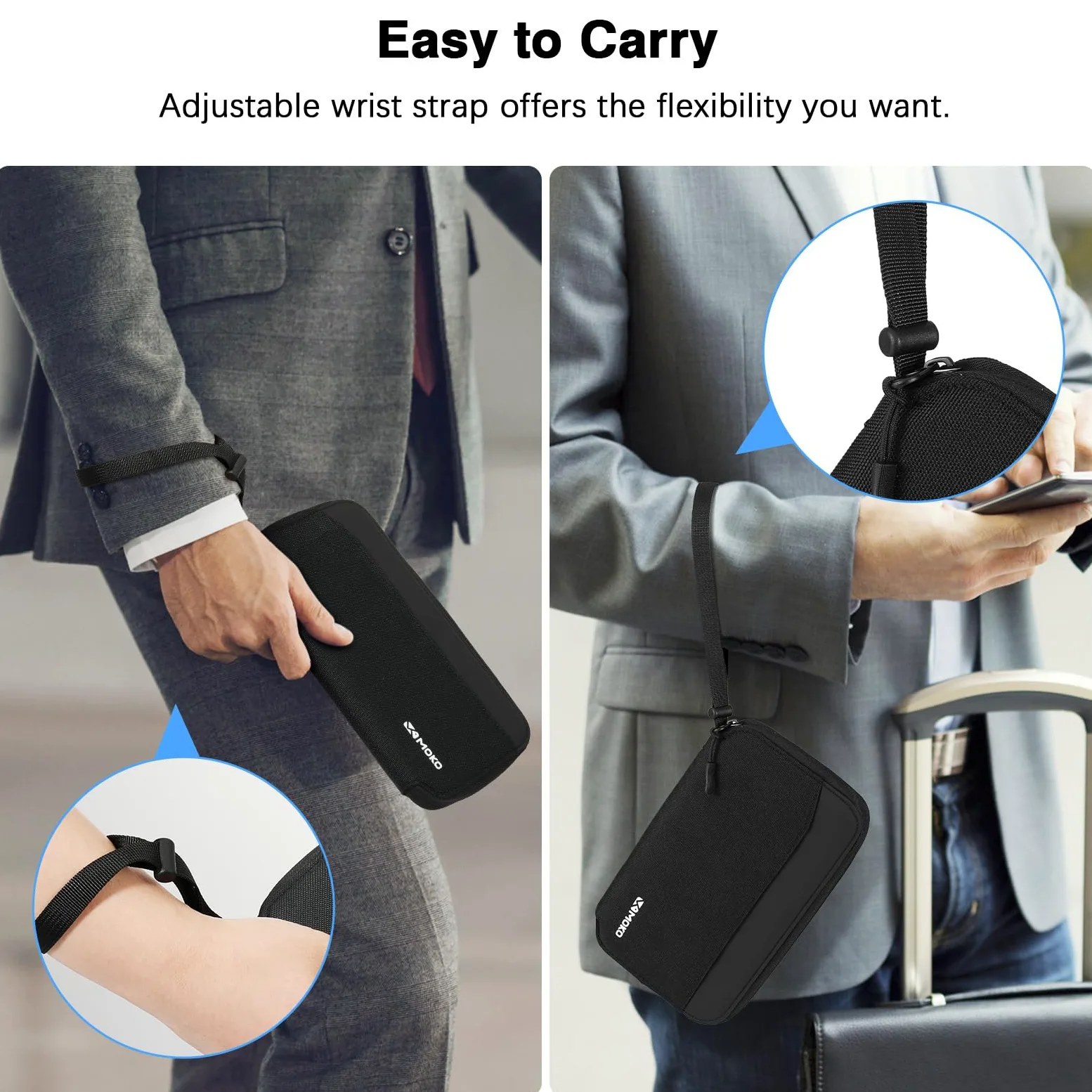 MoKo Passport Holder Family, RFID Passport Wallet for Men and Women, Travel Passport Holder with Multiple Compartments, Travel Document Organzier for Cards, ID, Tickets, Keys, Black