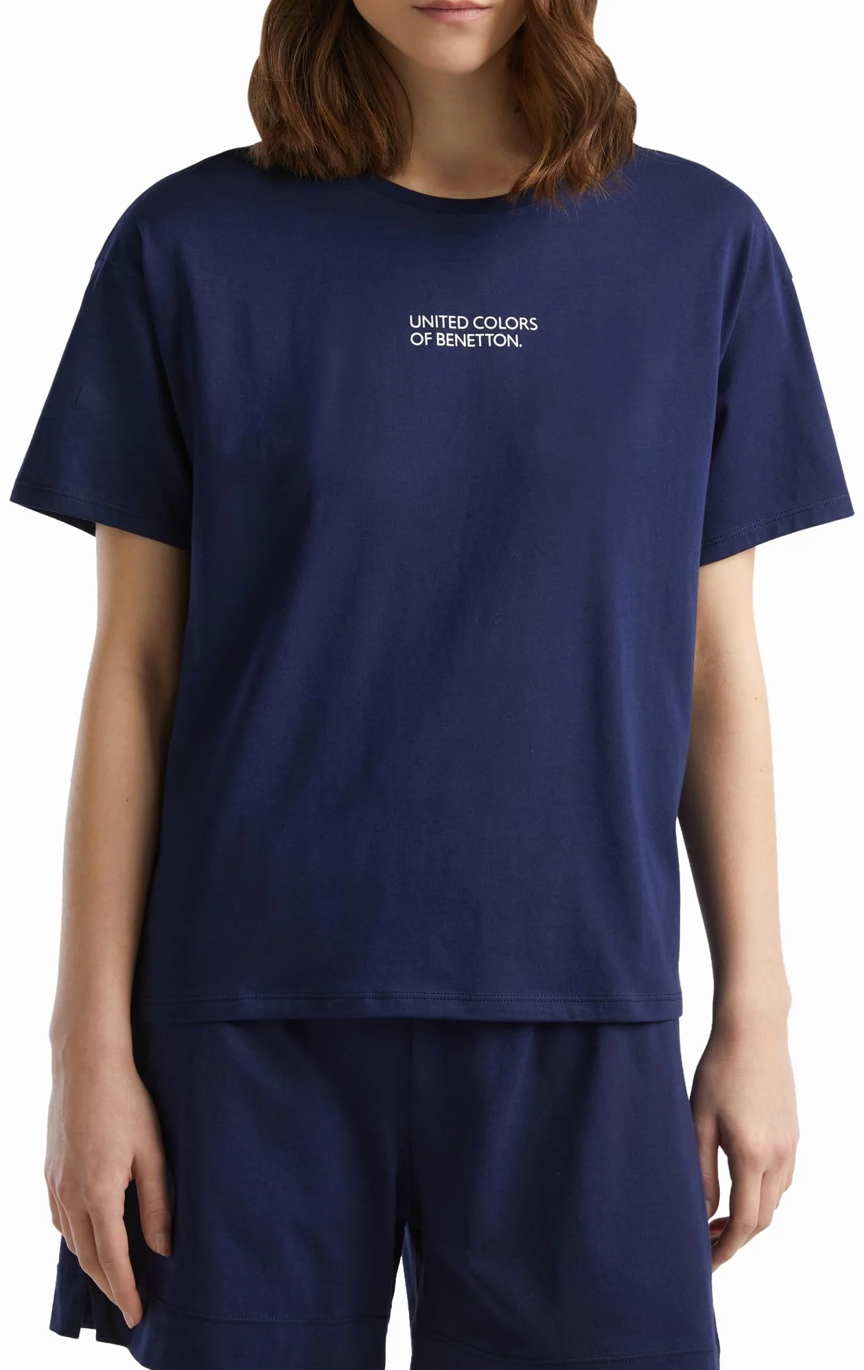 United Colors of Benetton T-Shirt 30963M04R Top Piżamy, Niebieski Noc 252, M Kobiety, Niebieski Noc 252, M