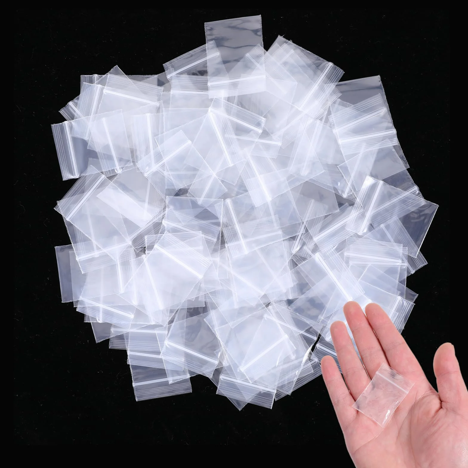 Prasacco 100 sztuk małych, przezroczystych torebek foliowych, torebka, zamykające się strunowym zamkiem, wielokrotnego użytku, 4 x 3 cm