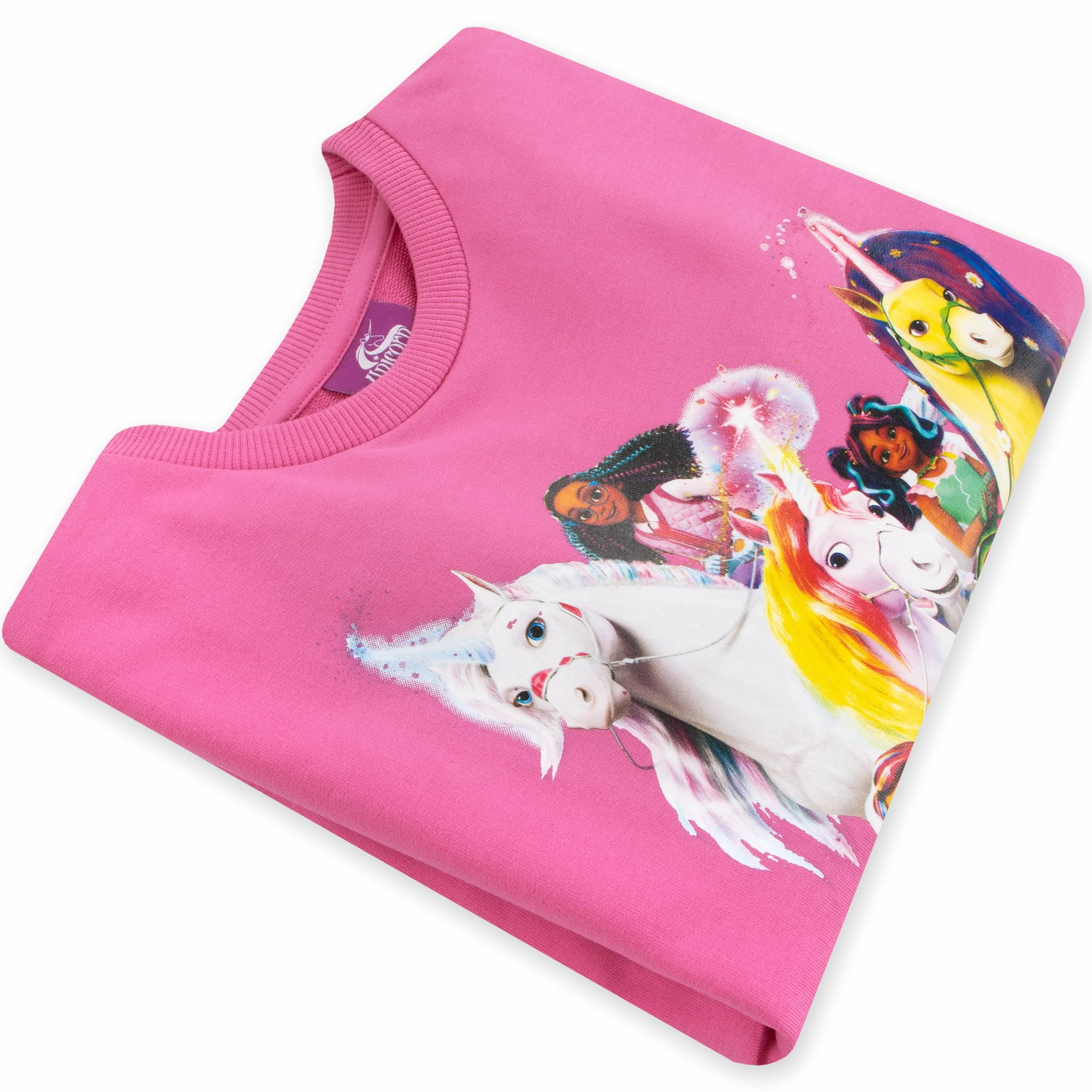 Bluza Dla Dziewcząt Z Akademii Jednorożców | Bluza Z Jednorożcem Dla Dziewcząt | Bluza Dla Dzieci Sophia I Wildstar | Różowy 110