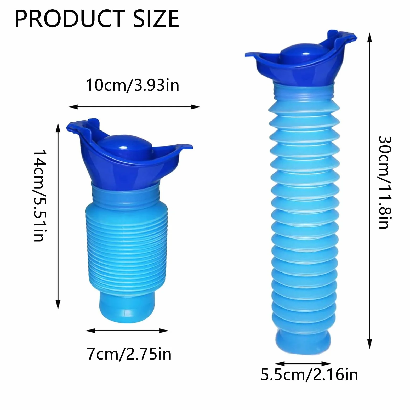 Butelka na mocz, 2 sztuki, 750 ml, awaryjny pisuar, kurczliwy, przenośna, na kemping, do samochodu, w kolejce, dla mężczyzn i kobiet