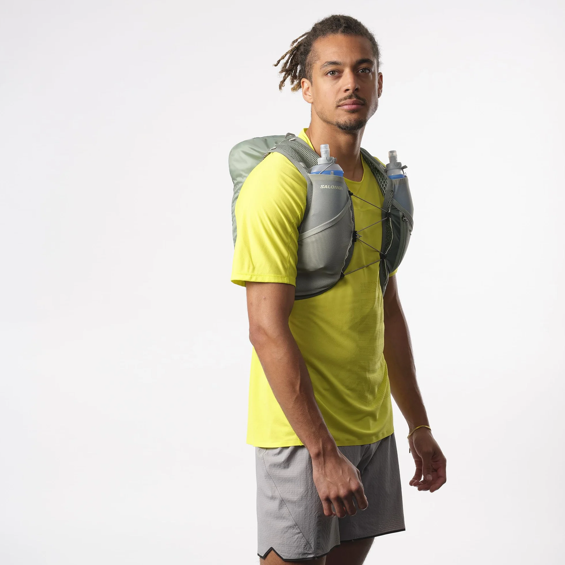 Salomon Active Skin 8 Unisex kamizelka nawadniająca do biegania szlak turystyczny z butelkami w zestawie, łatwe nawodnienie, precyzyjne dopasowanie 8 l i zoptymalizowane przechowywanie, zielona, XL