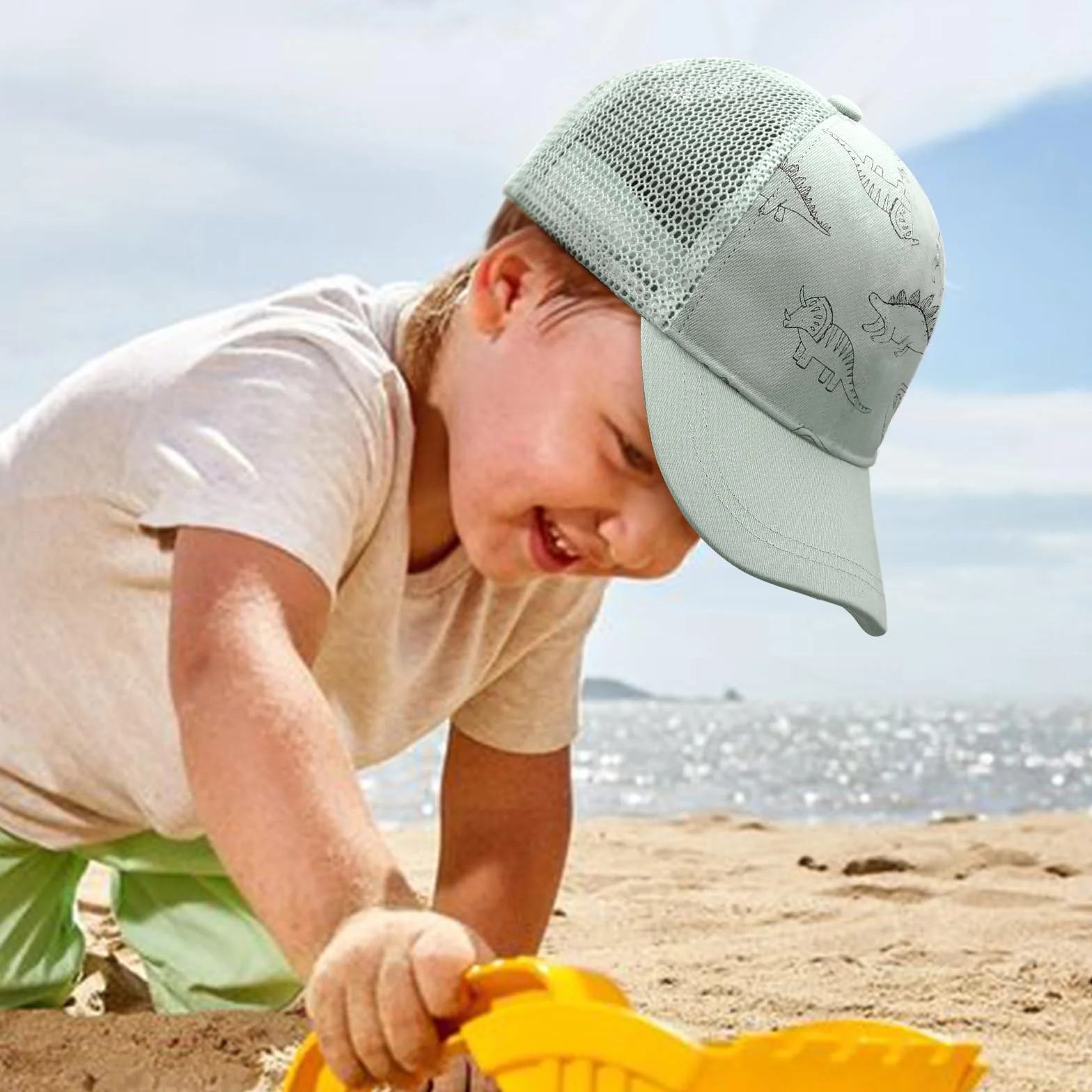 DRESHOW Maluch Bejsbolówka Czapka Dziecko Słońce Czapka Urocze Jednolity Kolor & Dinozaur Wzór Czapki Unisex Dziecko Trucker Czapki Niemowlę Maluch Dziecko Czapki dla Chłopcy Dziewczynki