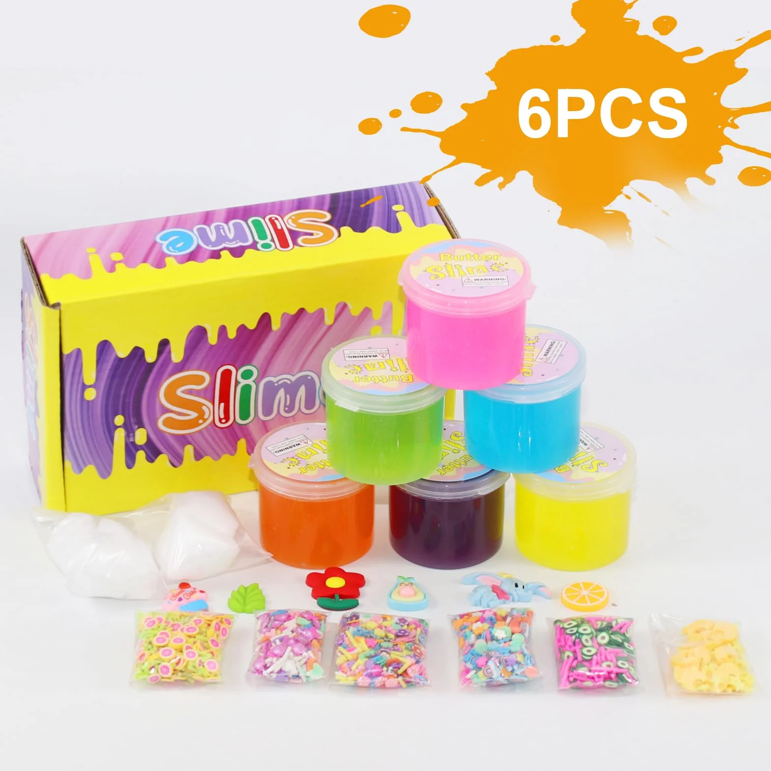 Ainiv Zestaw 6 sztuk Clear Slime, kolorowy, puszysty szlam dla dzieci, prezent na imprezę dla dzieci, urodziny, Wielkanoc, Boże Narodzenie, Nowy Rok, prezent dla dziewcząt i chłopców w wieku 6, 7, 8,