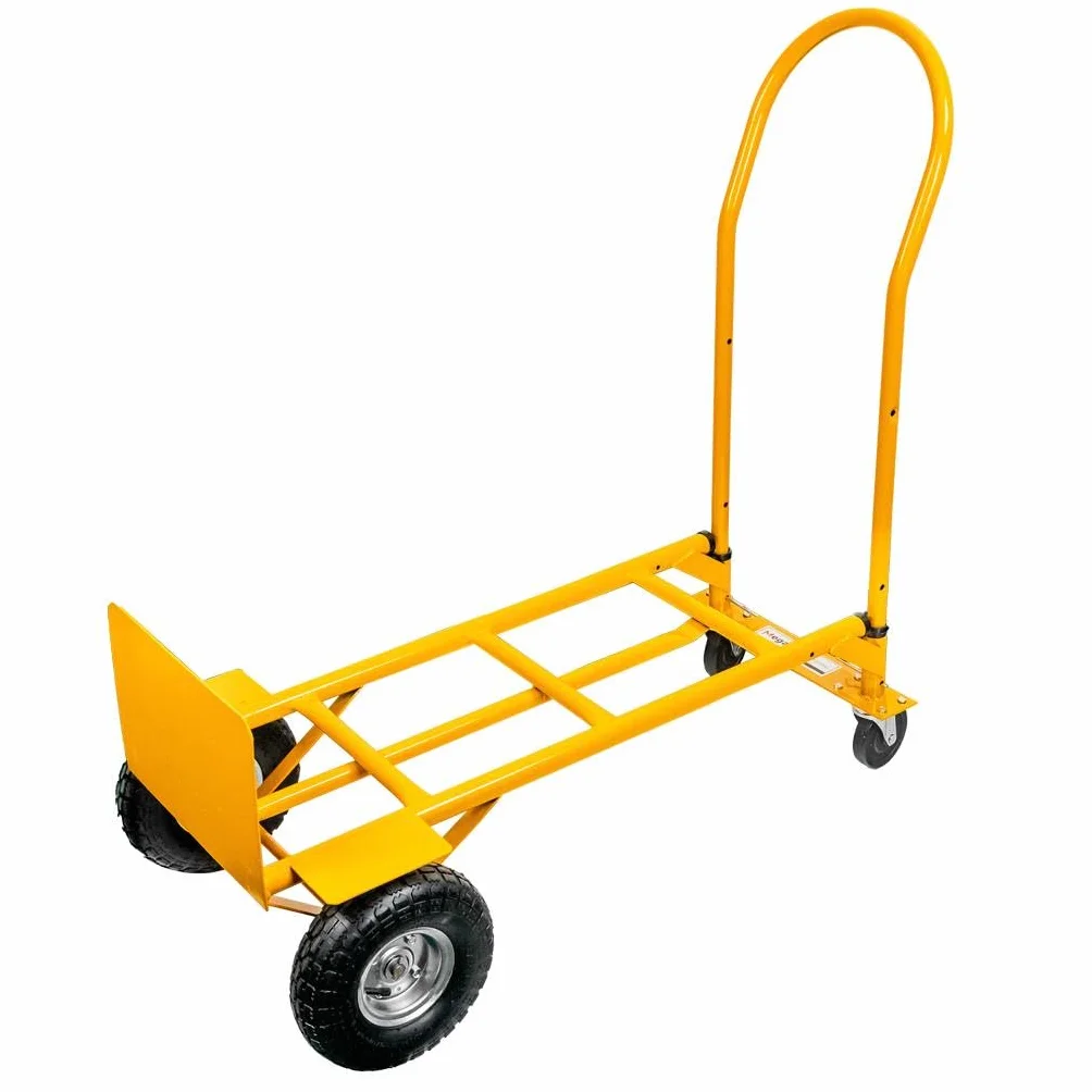 Mega-M Wózek transportowy magazynowy kurierski 2 w 1 MŁYNARKA 250KG KOŁA ŁOŻYSKOWANE rozkładany MOCNY (żółty)