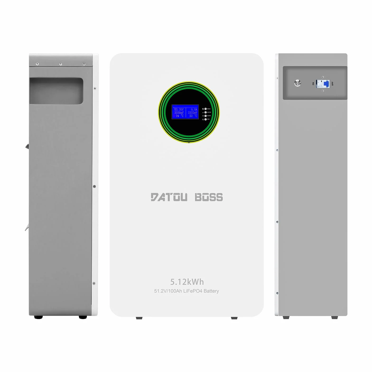 DATOUBOSS Akumulator LiFePO4 48V 100Ah 5,12kWh, 8000+ cykli, litowa bateria magazynująca energię z BMS, montaż na ścianie, RS485/CAN, możliwość rozbudowy równoległej, do instalacji PV, off-grid, domu
