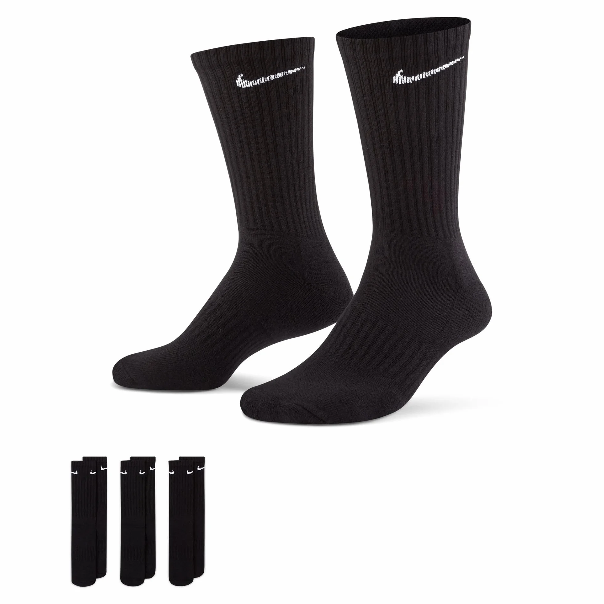 Nike Uniseks Skarpety Everyday Cush Crew Skarpety, Czarny/Biały, M