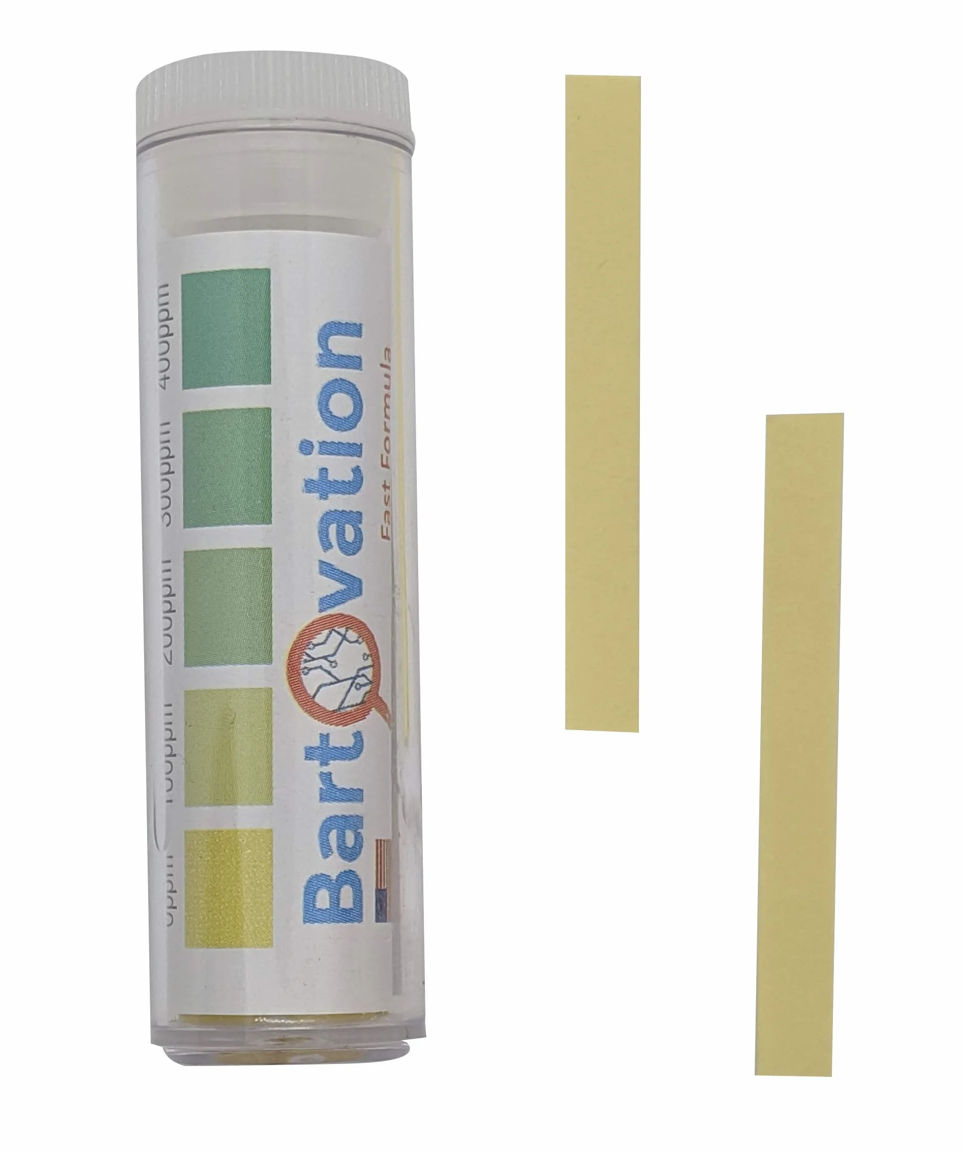 Bartovation restauracja czwartorzędny amonium (QAC, Multi Quat) papier testowy dezynfekujący, 0-400 ppm [fiolka 100 pasków papierowych]