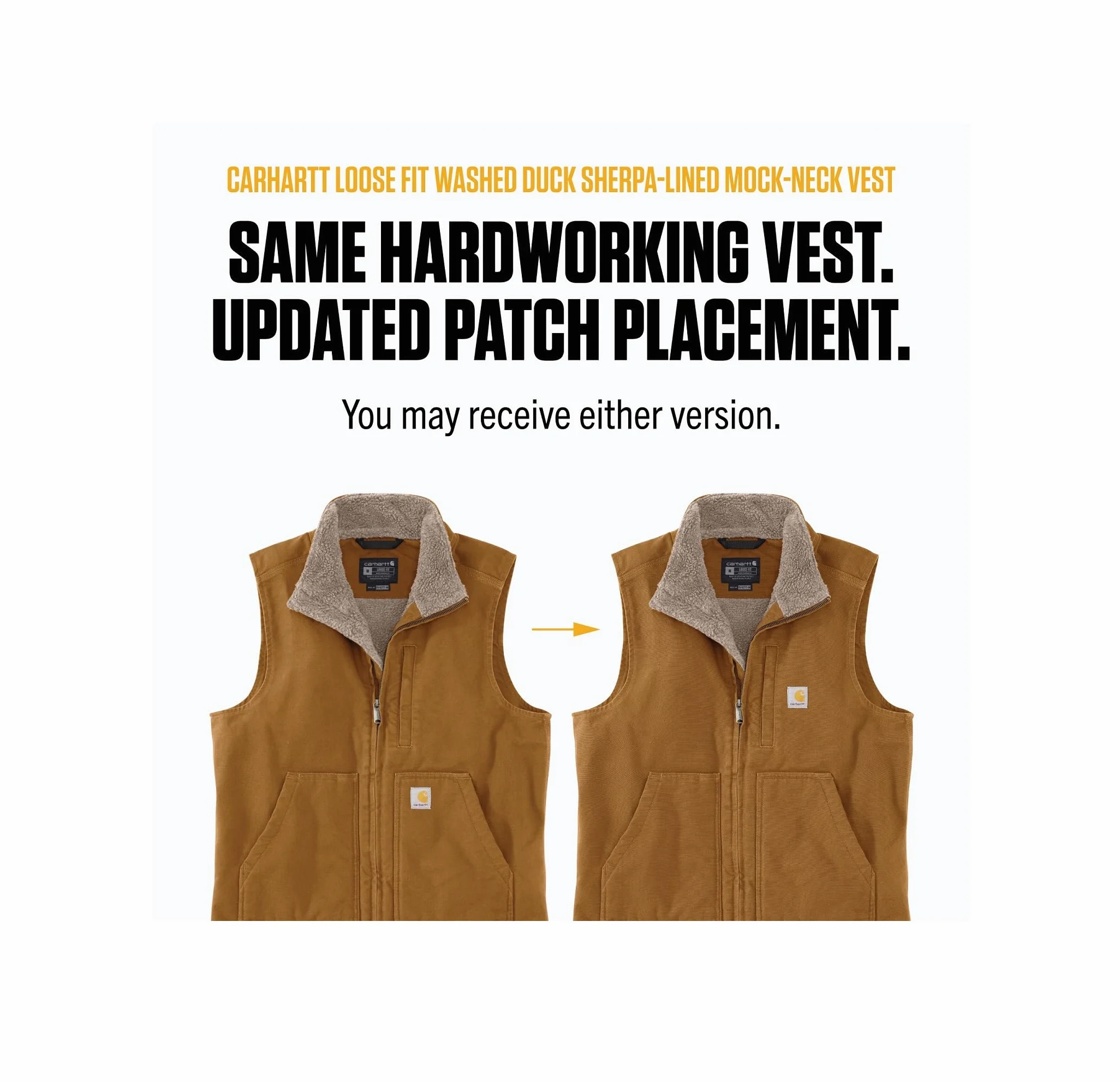 Carhartt Męska kamizelka o luźnym kroju, z podszewką ze spranej tkaniny sherpa, z okrągłym dekoltem
