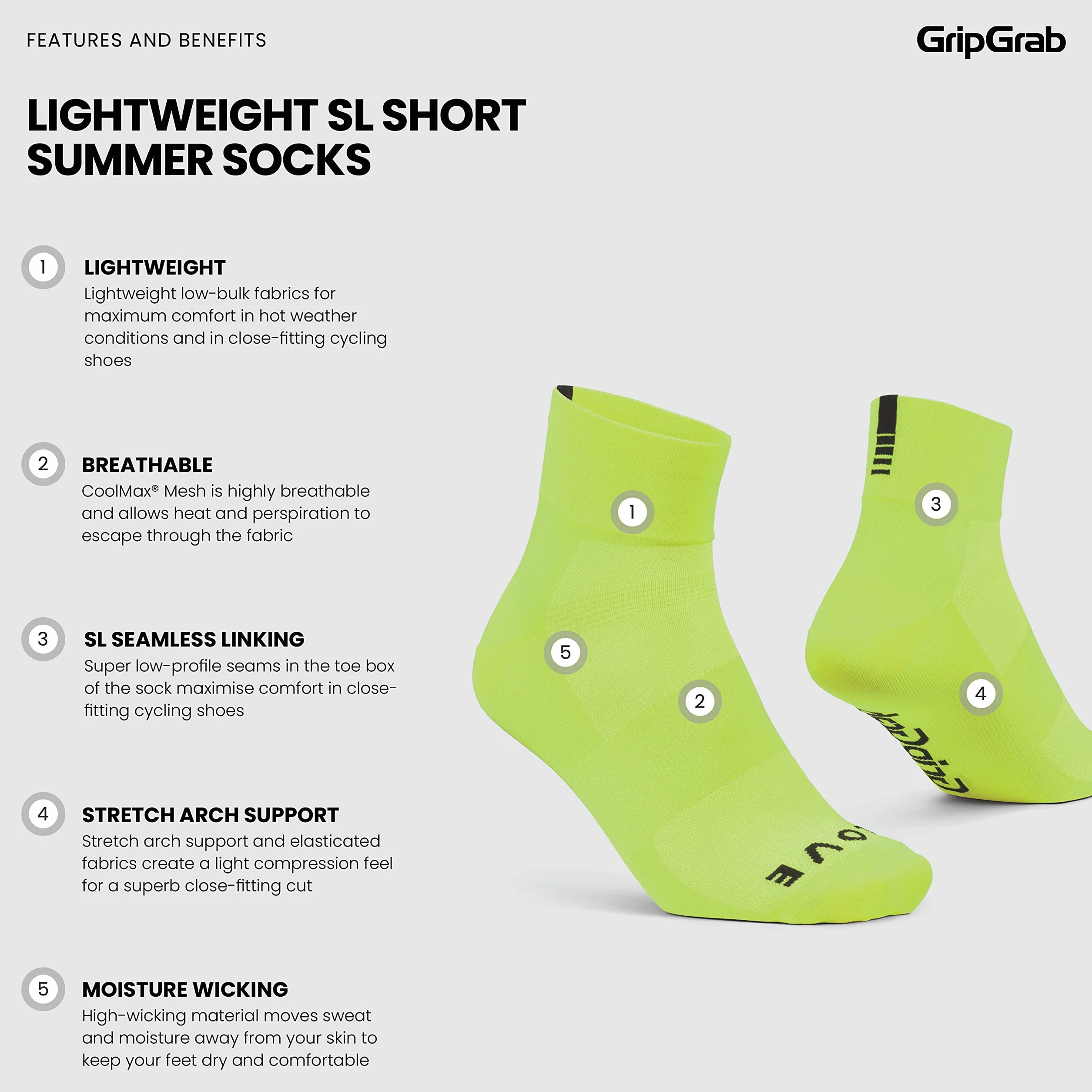 GripGrab Lightweight SL Performance letnie skarpety rowerowe, 1 sztuka i 3 pary, 2 długości, skarpety rowerowe, długie, krótkie