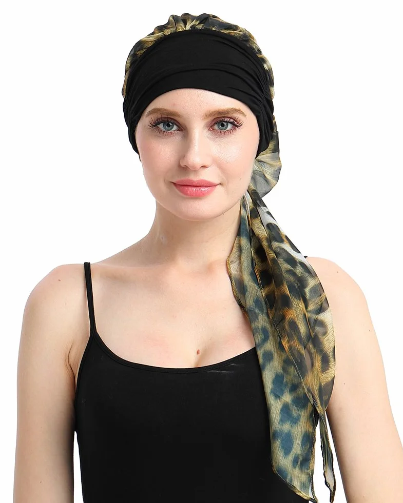 FocusCare chemo turban nakrycie głowy dla kobiet po chemioterapii chorych na raka, Leopard, jeden rozmiar