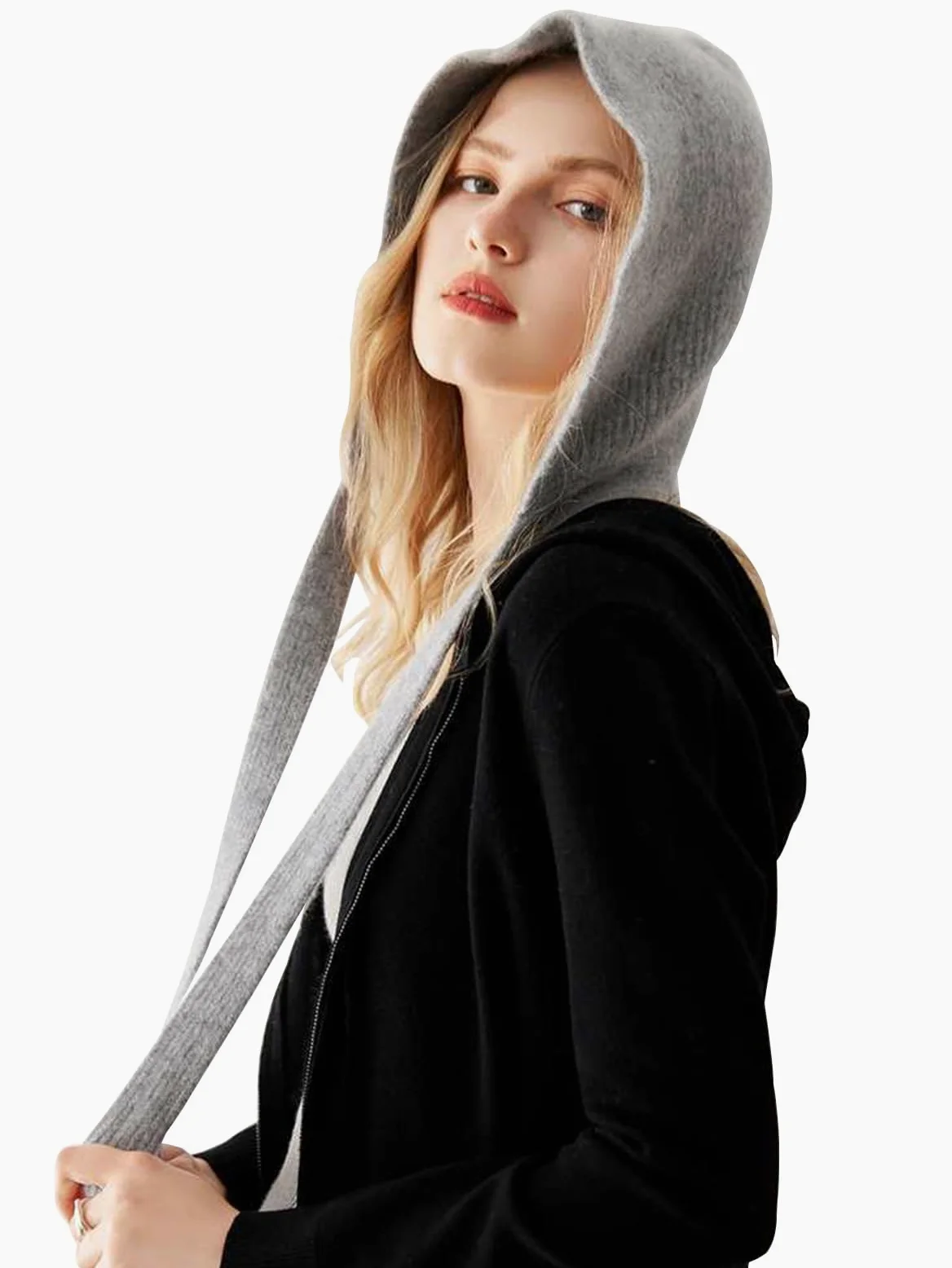 YUONNY Damska zimowa czapka beanie z dzianiny 100% kaszmiru, miękka, ciepła i wiatroszczelna czapka douszna, modna czapka narciarska z ochroną ucha, swobodny dzianinowy kapelusz śniegowy na prezent