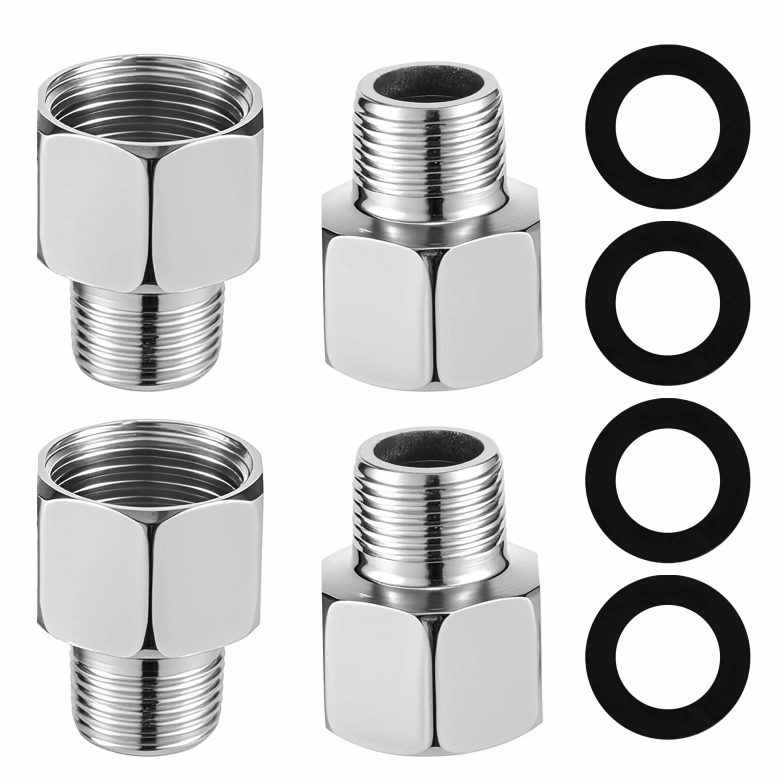 Adapter przewodu wodnego 1/2 do 3/8 do kuchni, łazienki, złączka do węża do kuchni, złącza do wody, rury, gazu, z pierścieniami uszczelniającymi