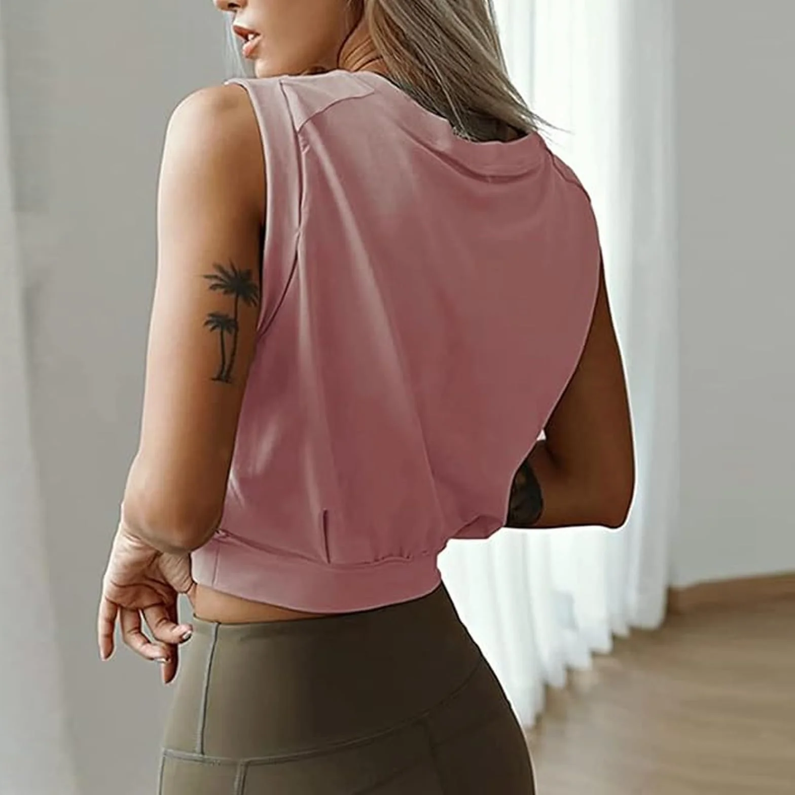 Sportowa koszulka bez rękawów dla kobiet fitness crop top na ramiączkach na siłownię na co dzień koszule do jogi bieganie sportowe