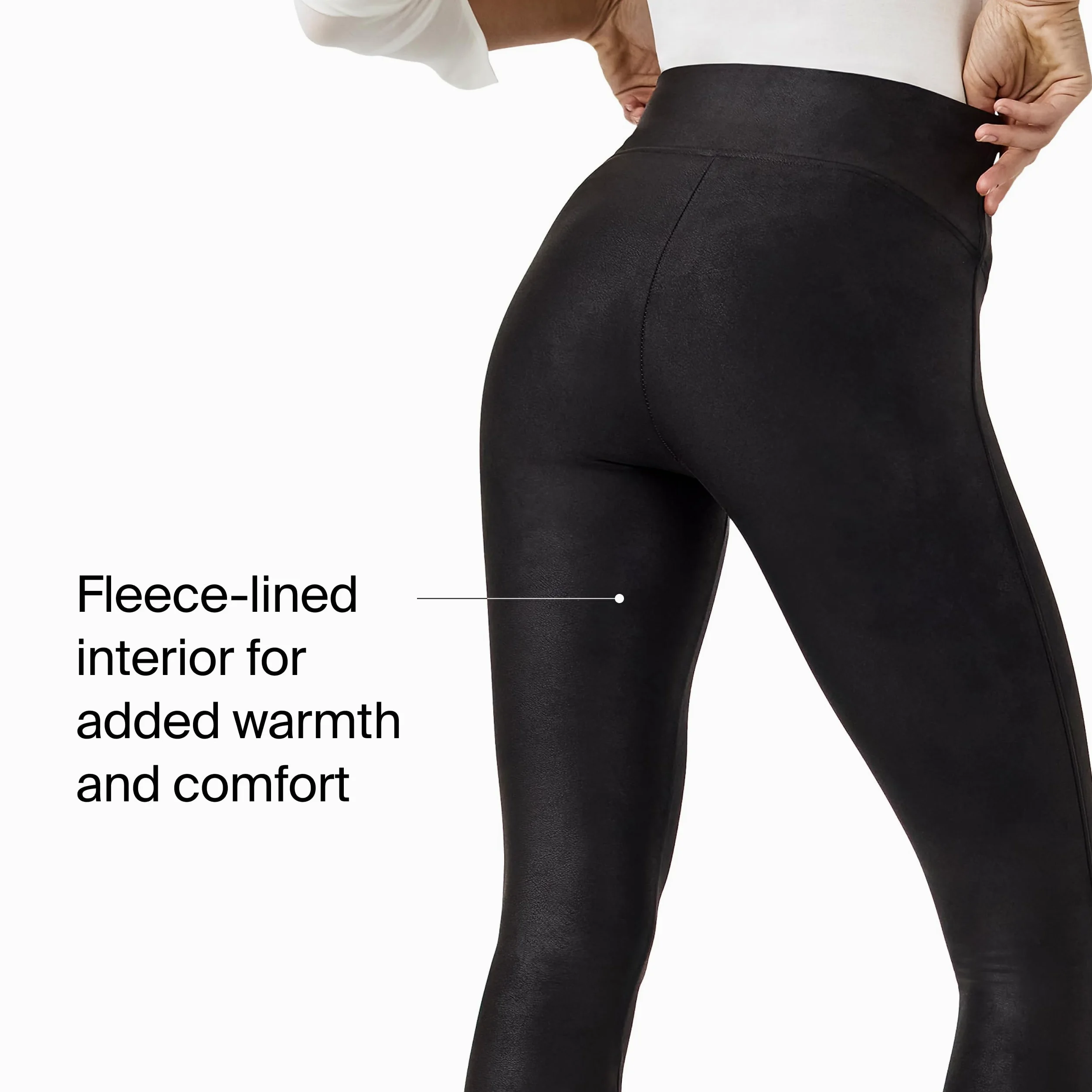 Spanx Fleece Lined Faux Leather Legging - Włóknina Kobiety