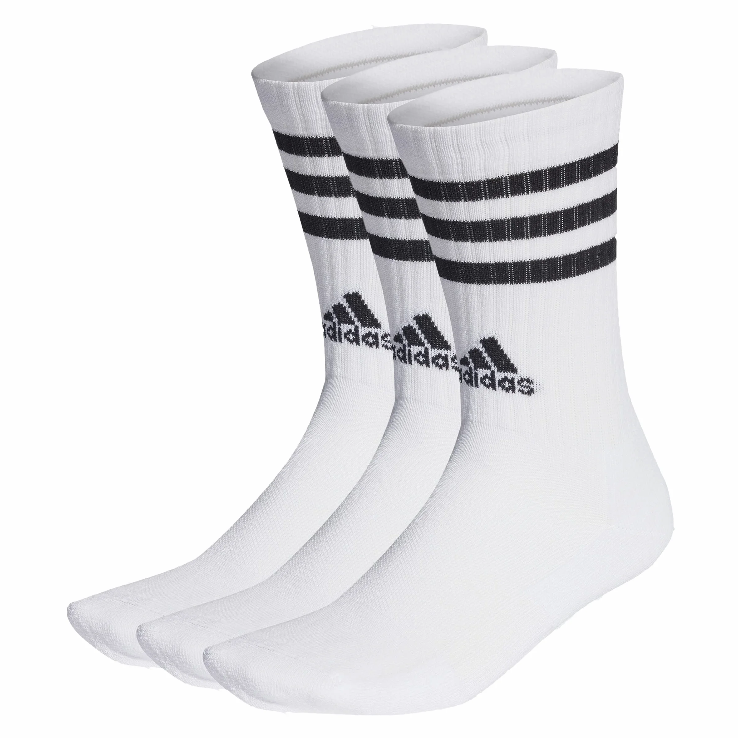 adidas Uniseks - dzieci 3-Stripes Cushioned Crew Socks 3 Pairs, White/Black, 6-7 Years