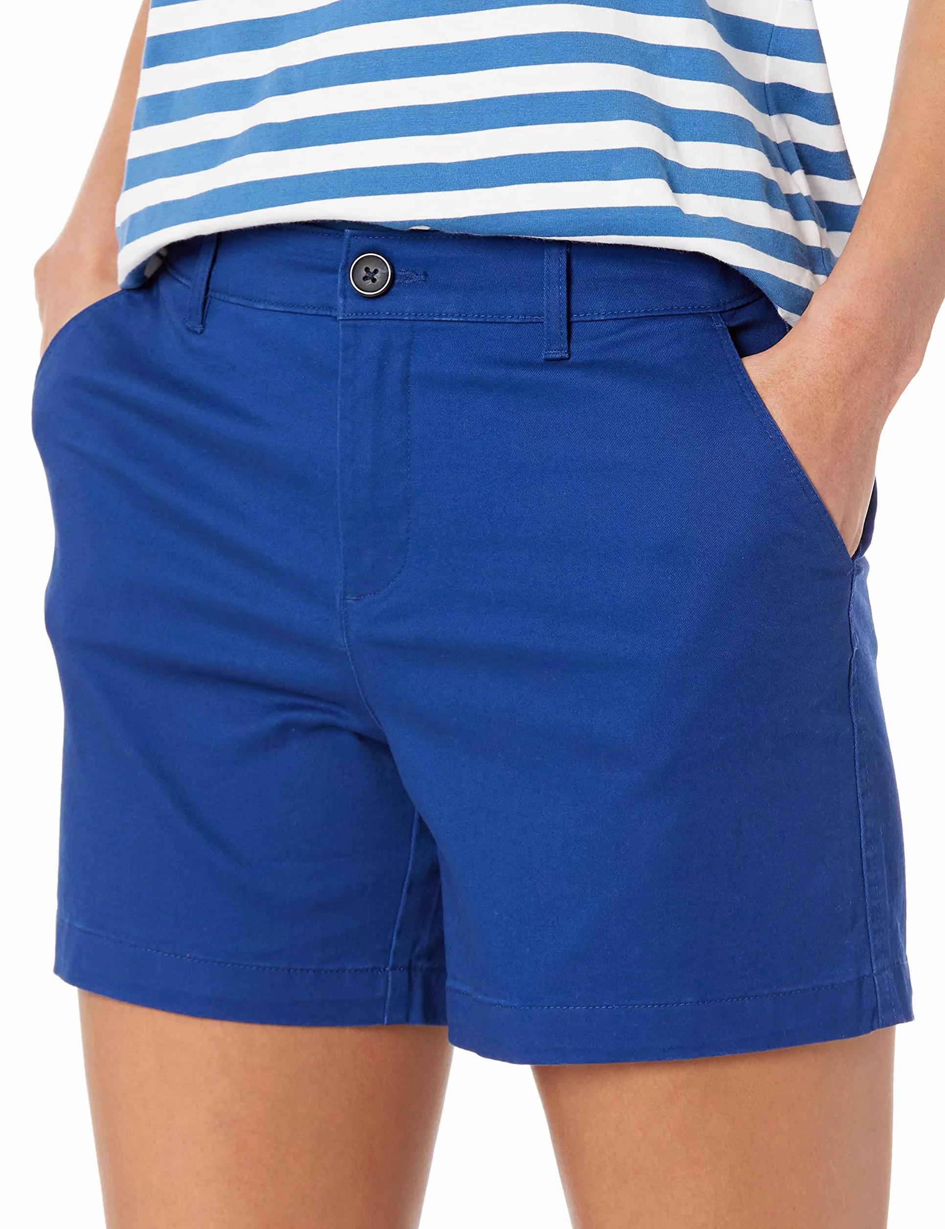 Amazon Essentials Kobiety Średniej wysokości Slim-Fit 14 cm Inseam Khaki krótkie (dostępne w prostych i krągłych krojach)
