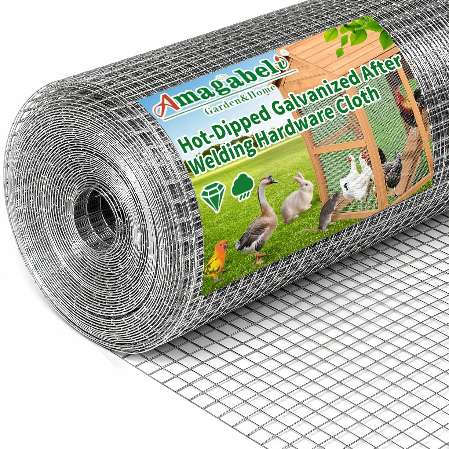 Amagabeli 1 x 20 m, otwory 12,7 mm, 0,72 mm, ocynkowana, spawana siatka druciana, drut wolierowy, siatka ogniowa, osprzęt ogrodzeniowy, tkanina, królik, wąż, obudowa dla zwierząt
